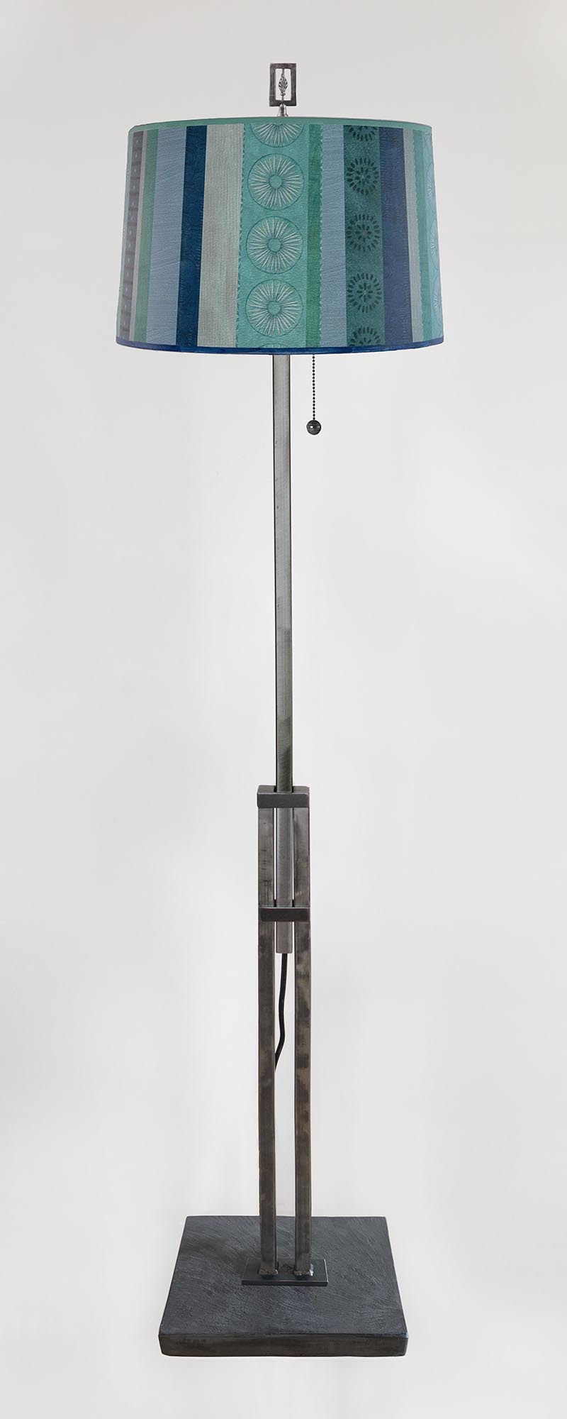 Janna Ugone & Co Floor Lamps Adjustable-Height Steel Floor Lamp with Large Drum Shade in Serape Waters