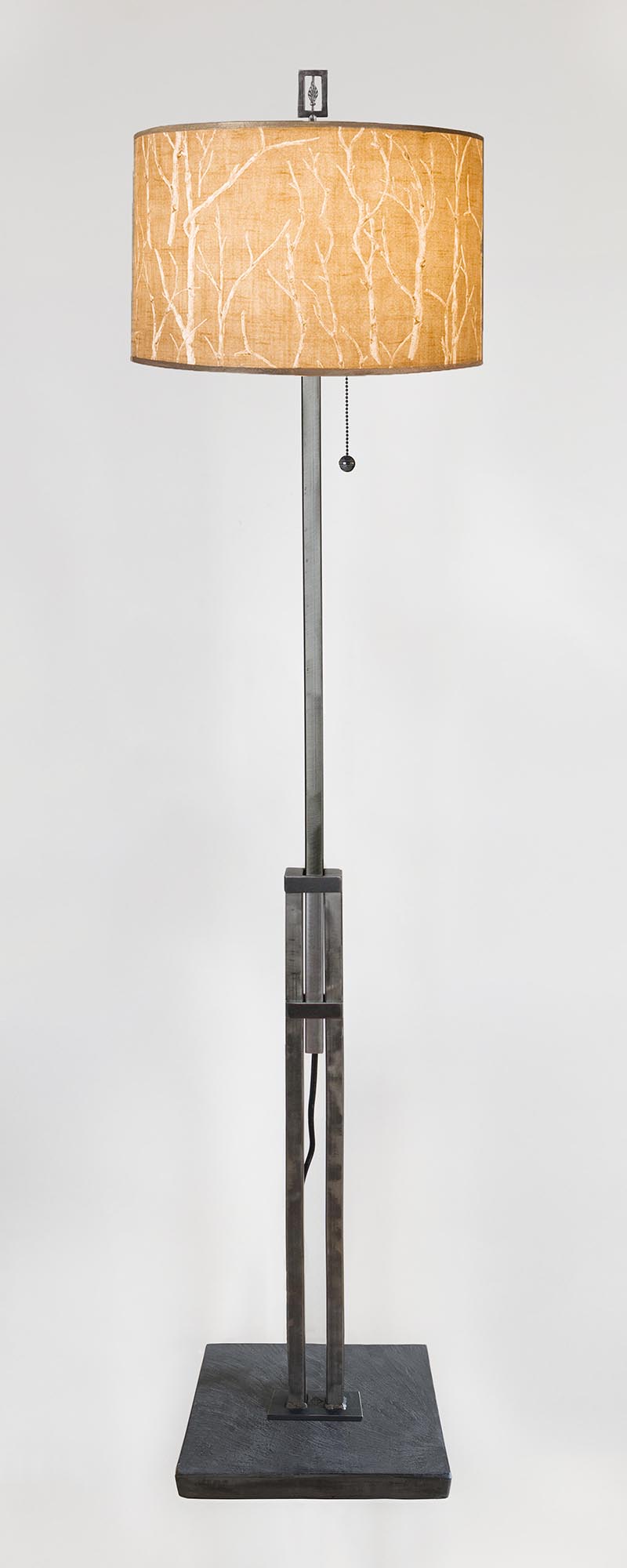 Janna Ugone & Co Floor Lamps Adjustable-Height Steel Floor Lamp with Large Drum Shade in Twigs