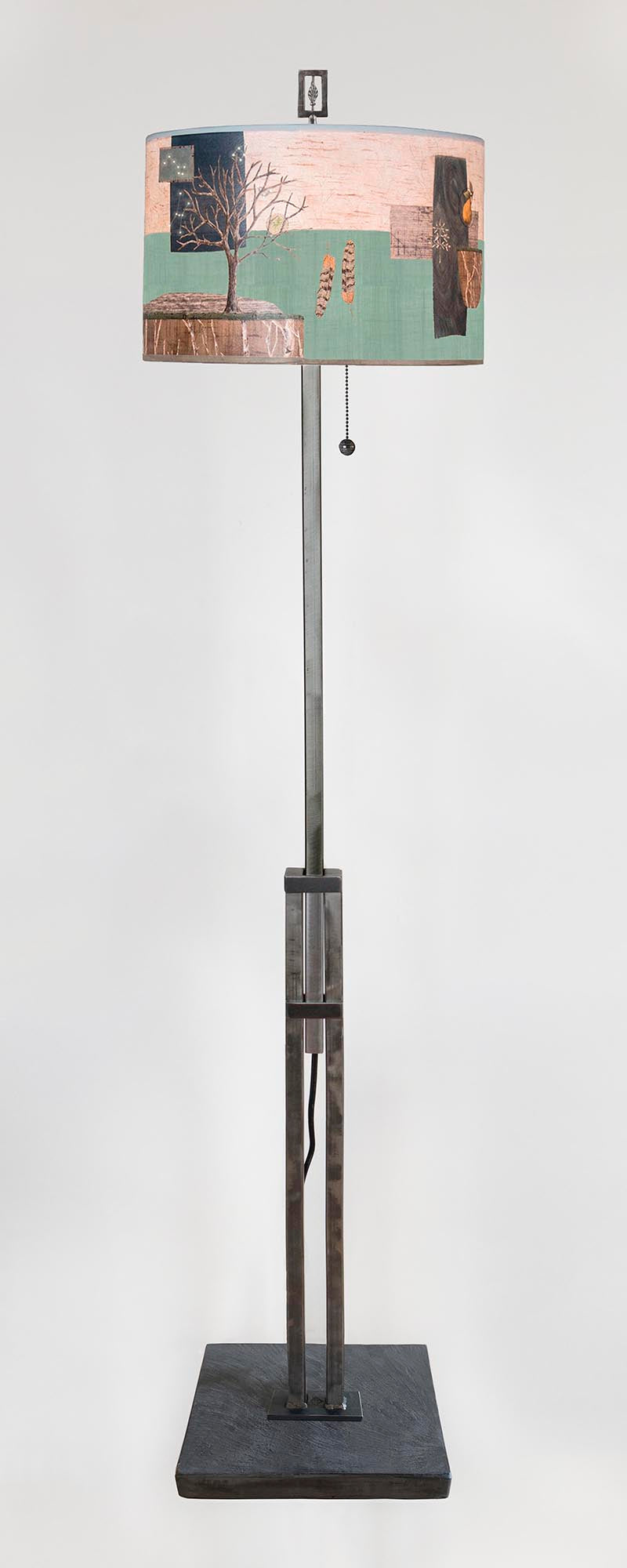 Janna Ugone &amp; Co Floor Lamps Adjustable-Height Steel Floor Lamp with Large Drum Shade in Wander in Field
