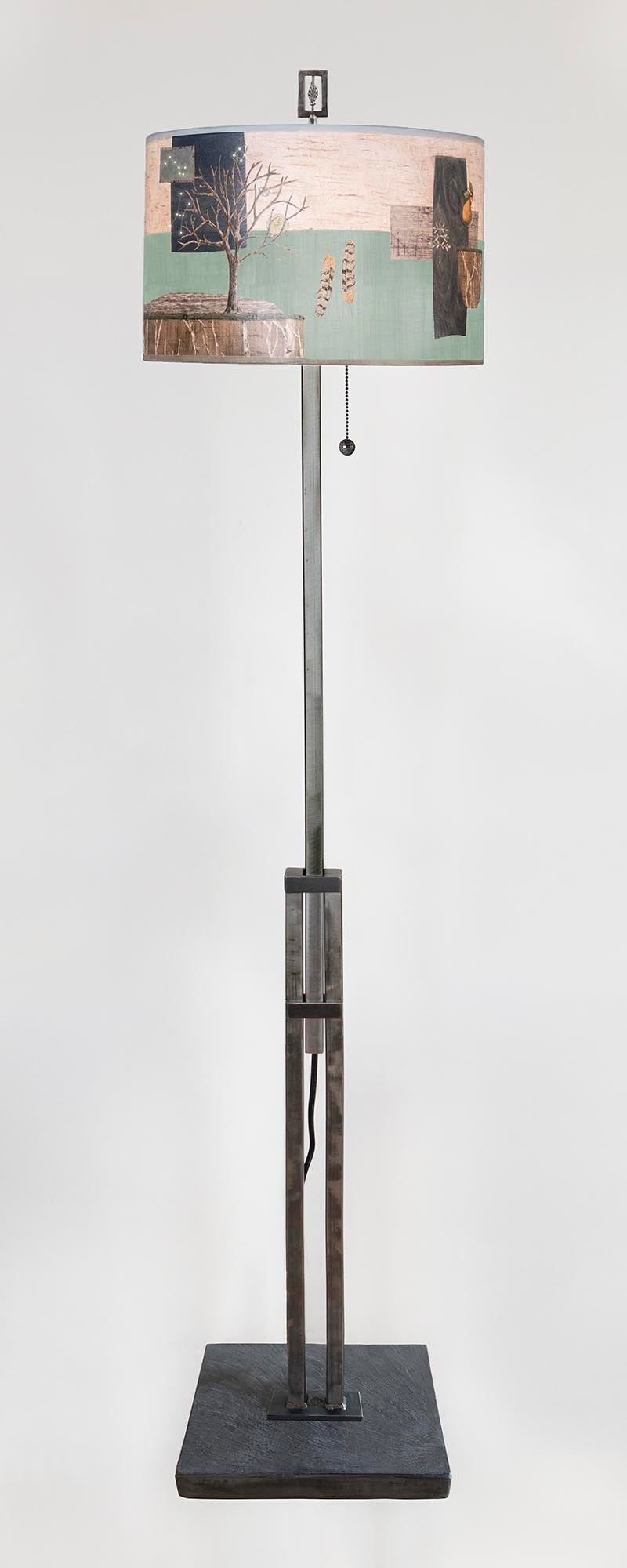 Janna Ugone &amp; Co Floor Lamps Adjustable-Height Steel Floor Lamp with Large Drum Shade in Wander in Field