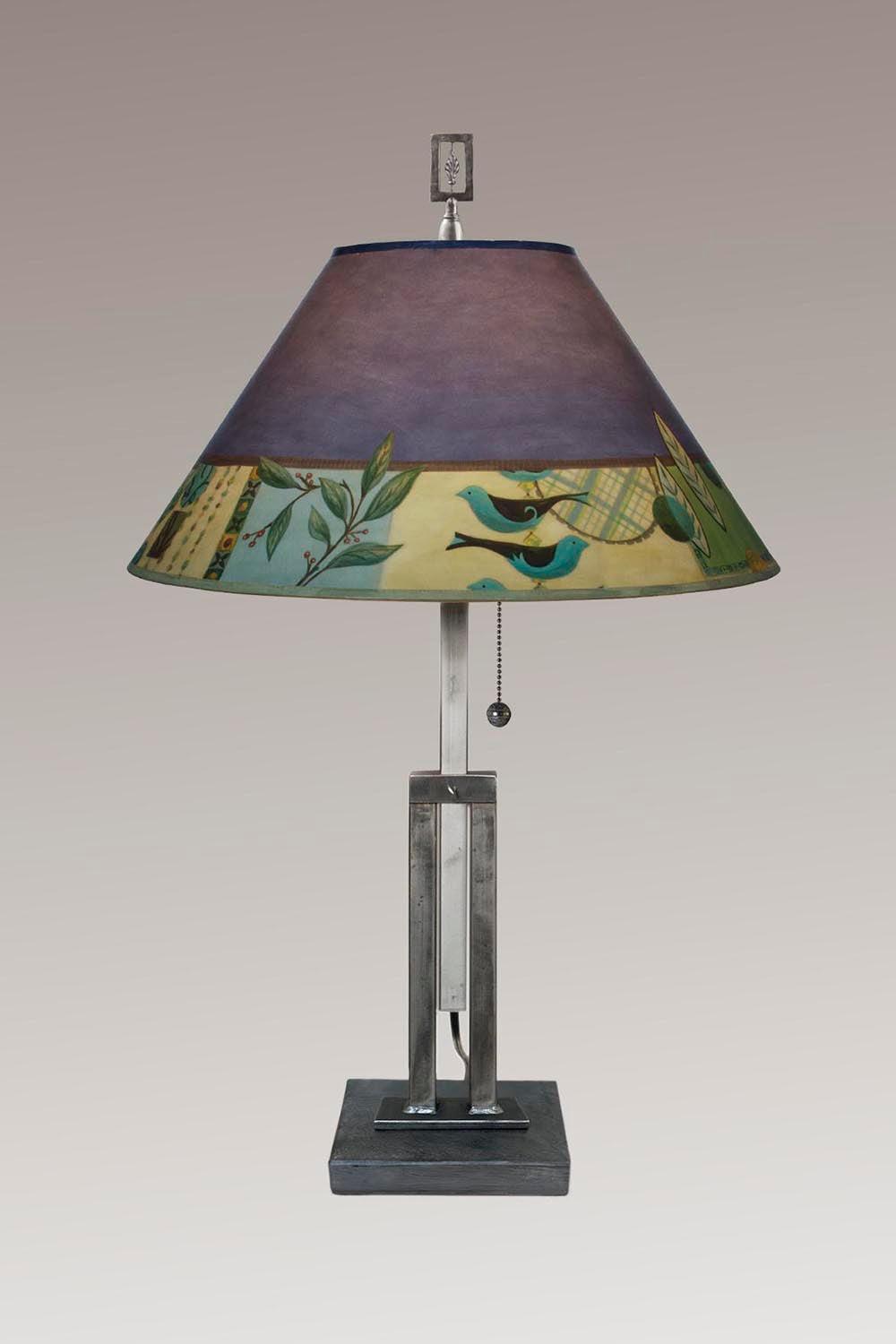 Janna Ugone &amp; Co Table Lamps Adjustable-Height Steel Table Lamp with Large Conical Shade in New Capri Periwinkle