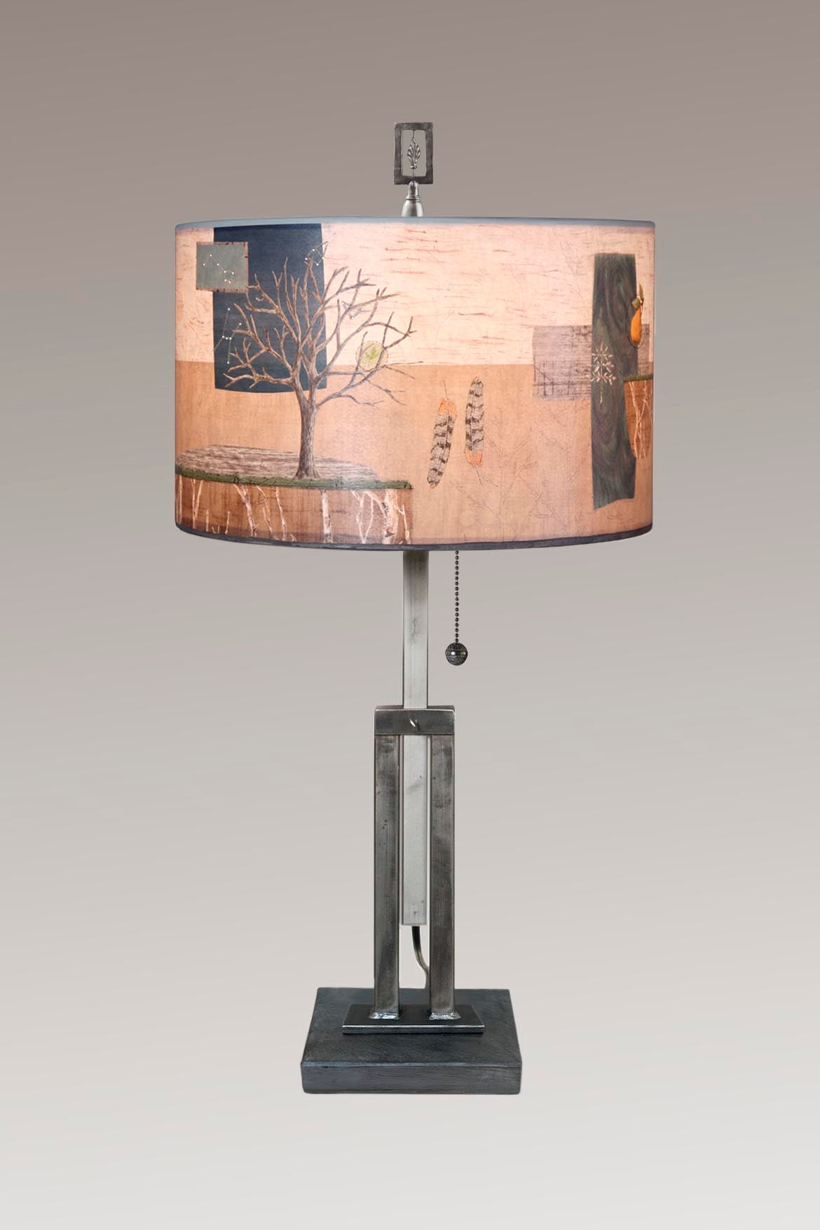 Janna Ugone &amp; Co Table Lamp Adjustable-Height Steel Table Lamp with Large Drum Shade in Wander in Drift