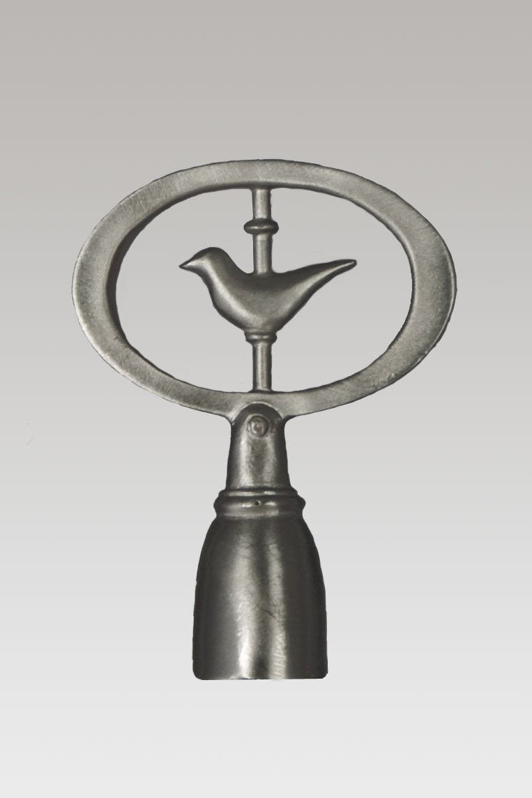 Janna Ugone &amp; Co Finials Blackened Pewter Lamp Finial in Oval Bird