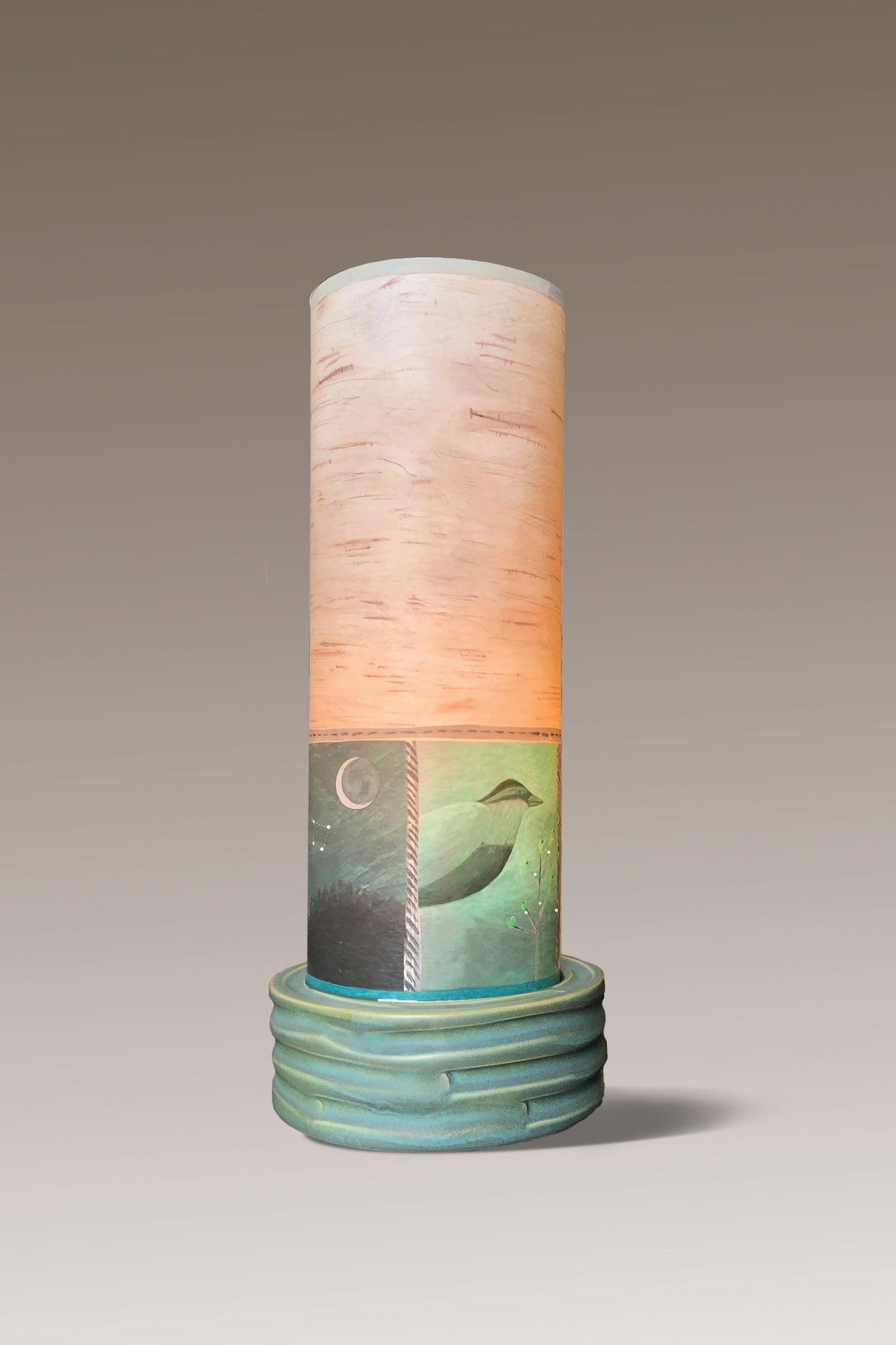 Janna Ugone &amp; Co Luminaires Ceramic Luminaire Accent Lamp with Woodland Trails in Birch Shade