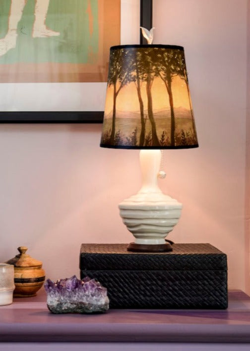 Janna Ugone &amp; Co Table Lamps Ceramic Table Lamp in Ivory Gloss with Small Drum Shade in Dawn
