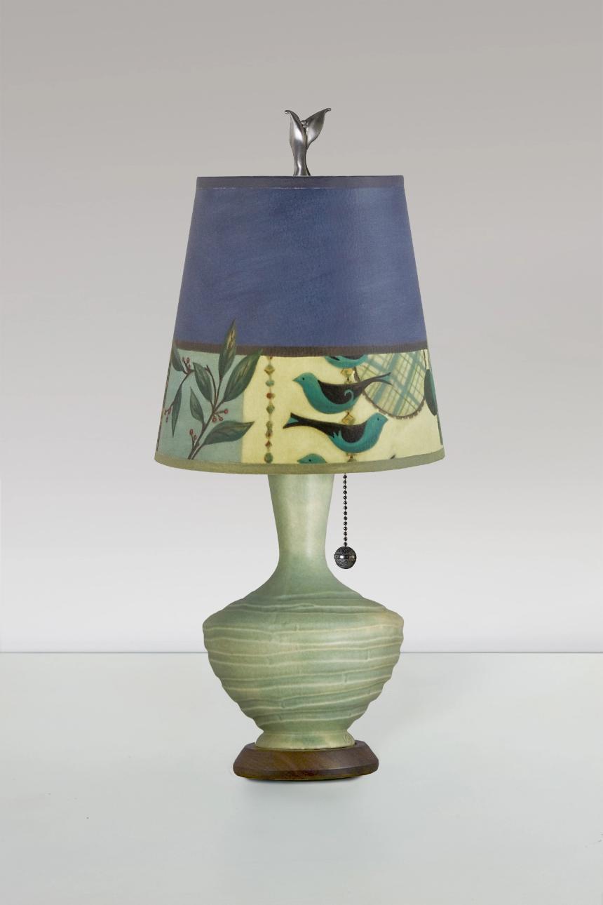 Janna Ugone & Co Table Lamps Ceramic Table Lamp with Small Drum Shade in New Capri Periwinkle
