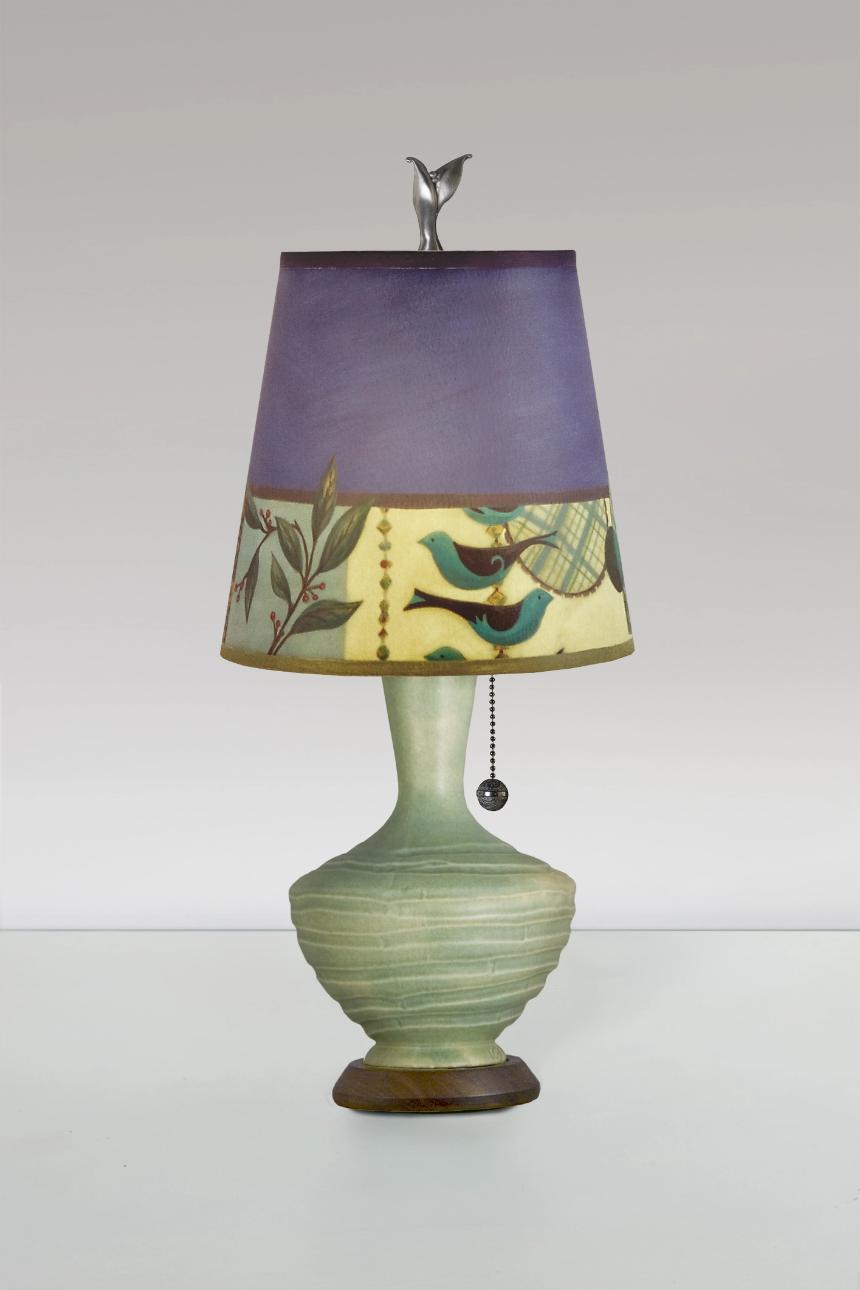 Janna Ugone &amp; Co Table Lamps Ceramic Table Lamp with Small Drum Shade in New Capri Periwinkle
