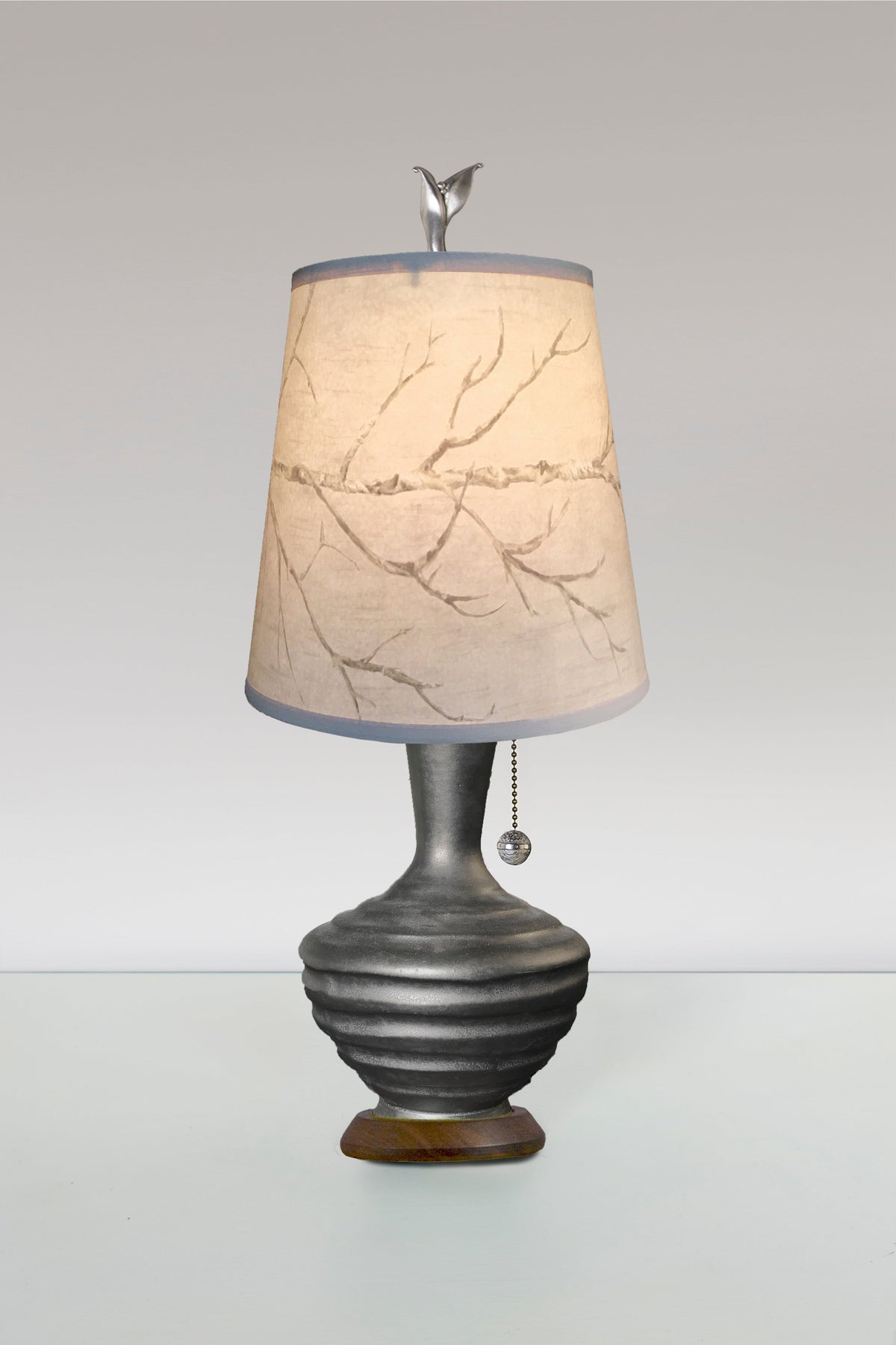 Janna Ugone &amp; Co Table Lamps Ceramic Table Lamp with Small Drum Shade in Sweeping Branch