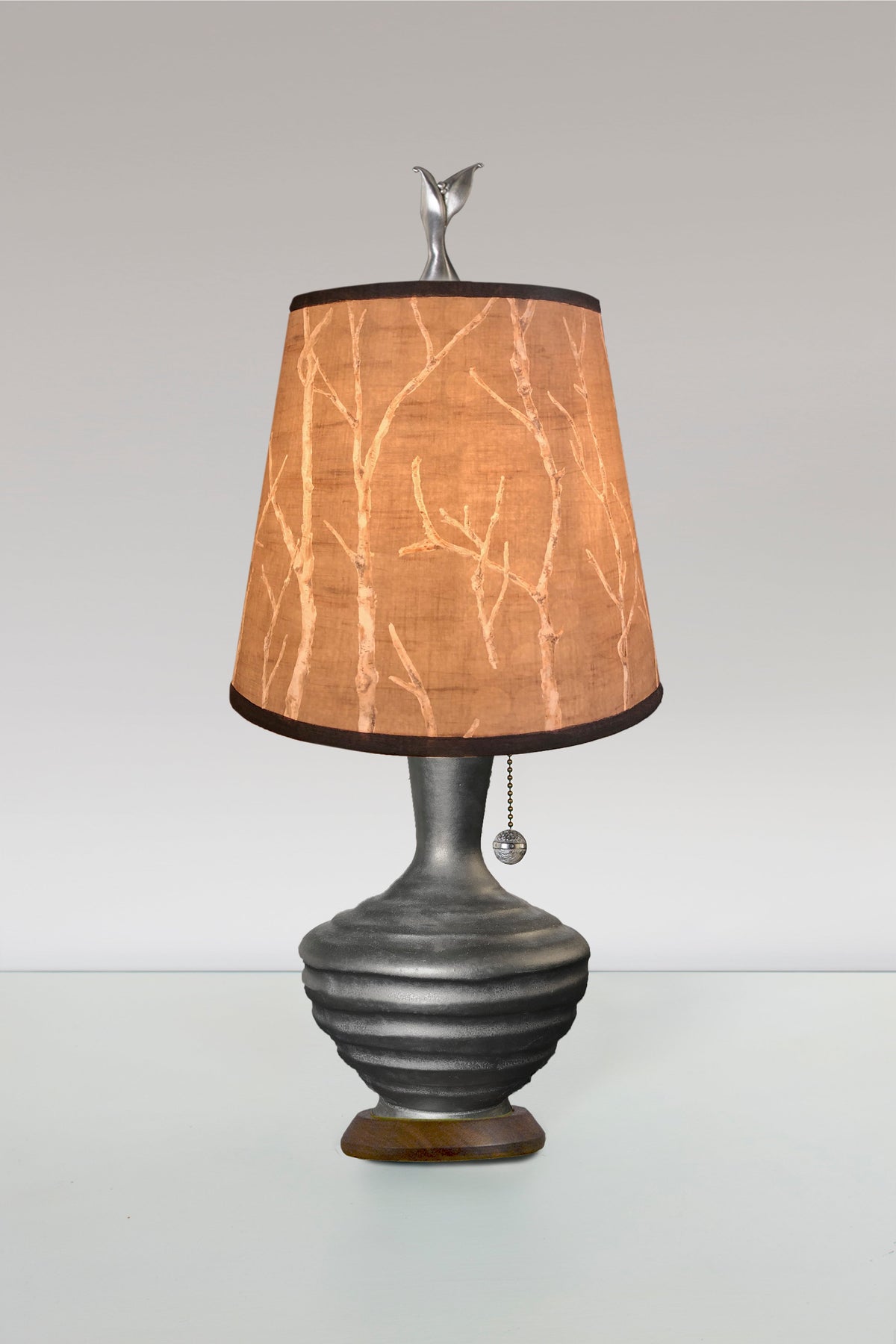 Janna Ugone &amp; Co Table Lamps Ceramic Table Lamp with Small Drum Shade in Twigs
