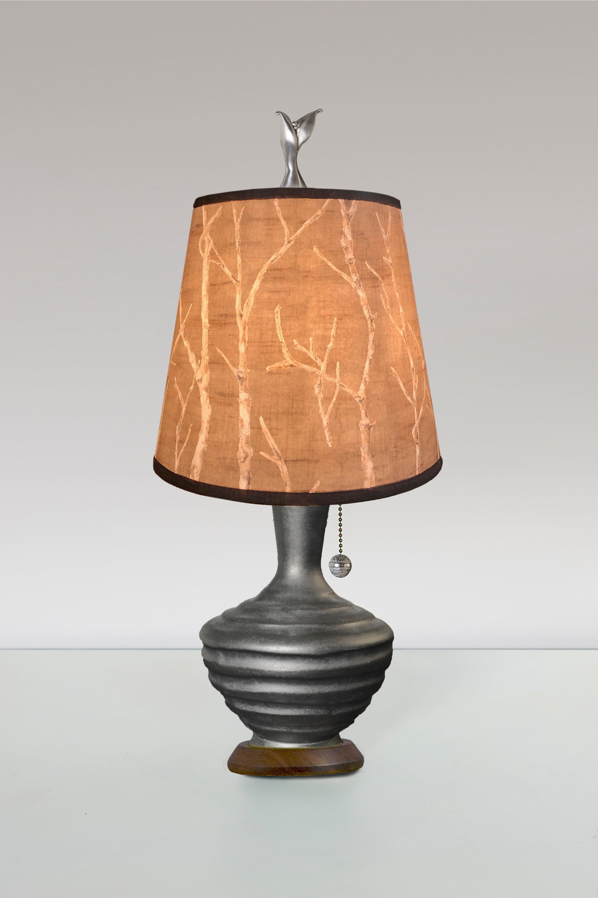 Janna Ugone & Co Table Lamps Ceramic Table Lamp with Small Drum Shade in Twigs