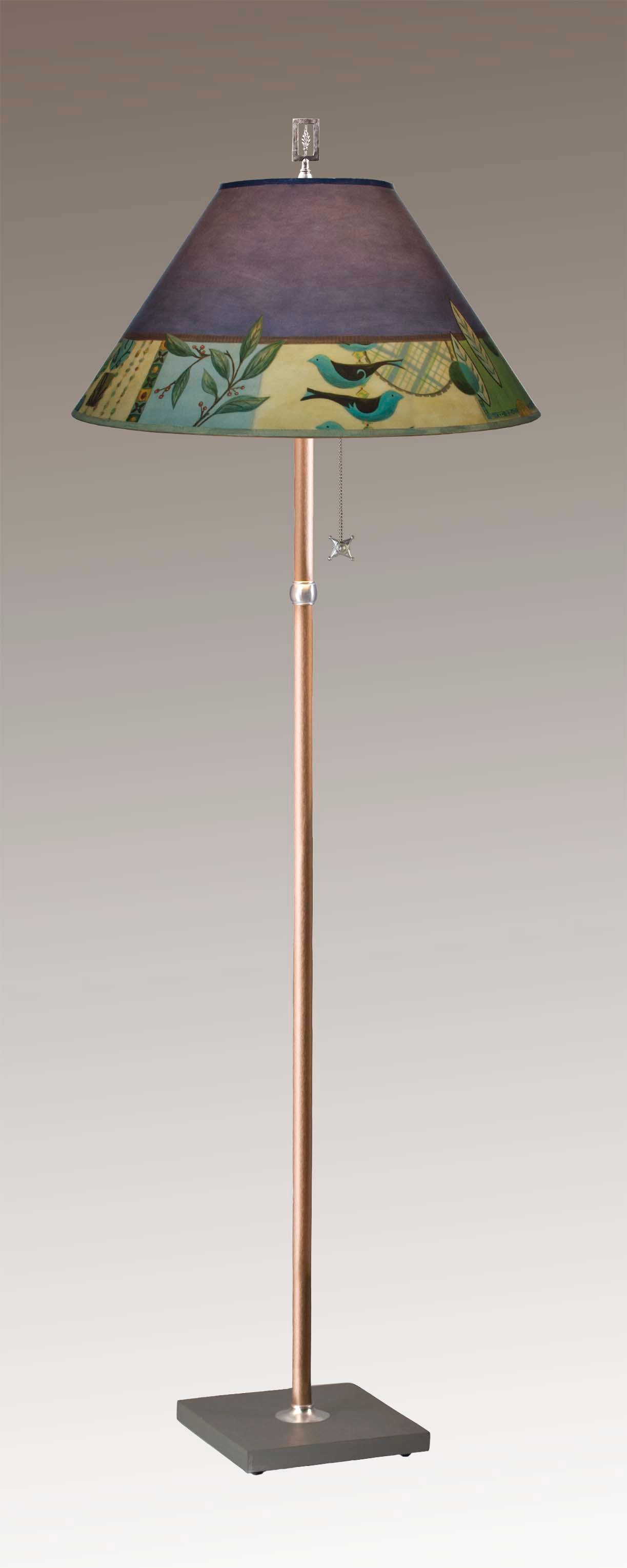 Janna Ugone & Co Floor Lamps Copper Floor Lamp with Large Conical Shade in New Capri Periwinkle