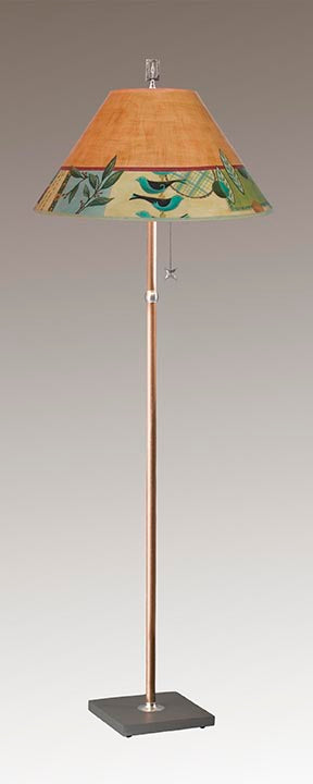 Janna Ugone &amp; Co Floor Lamp Copper Floor Lamp with Large Conical Shade in New Capri Spice