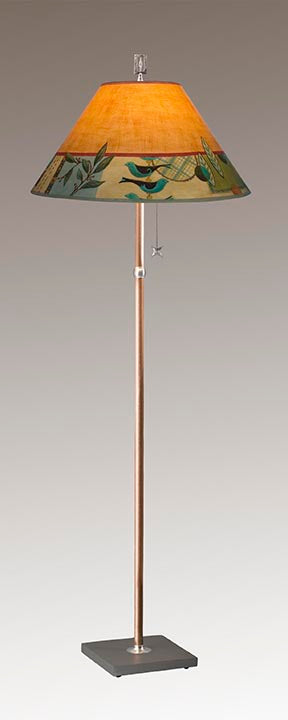Janna Ugone & Co Floor Lamp Copper Floor Lamp with Large Conical Shade in New Capri Spice