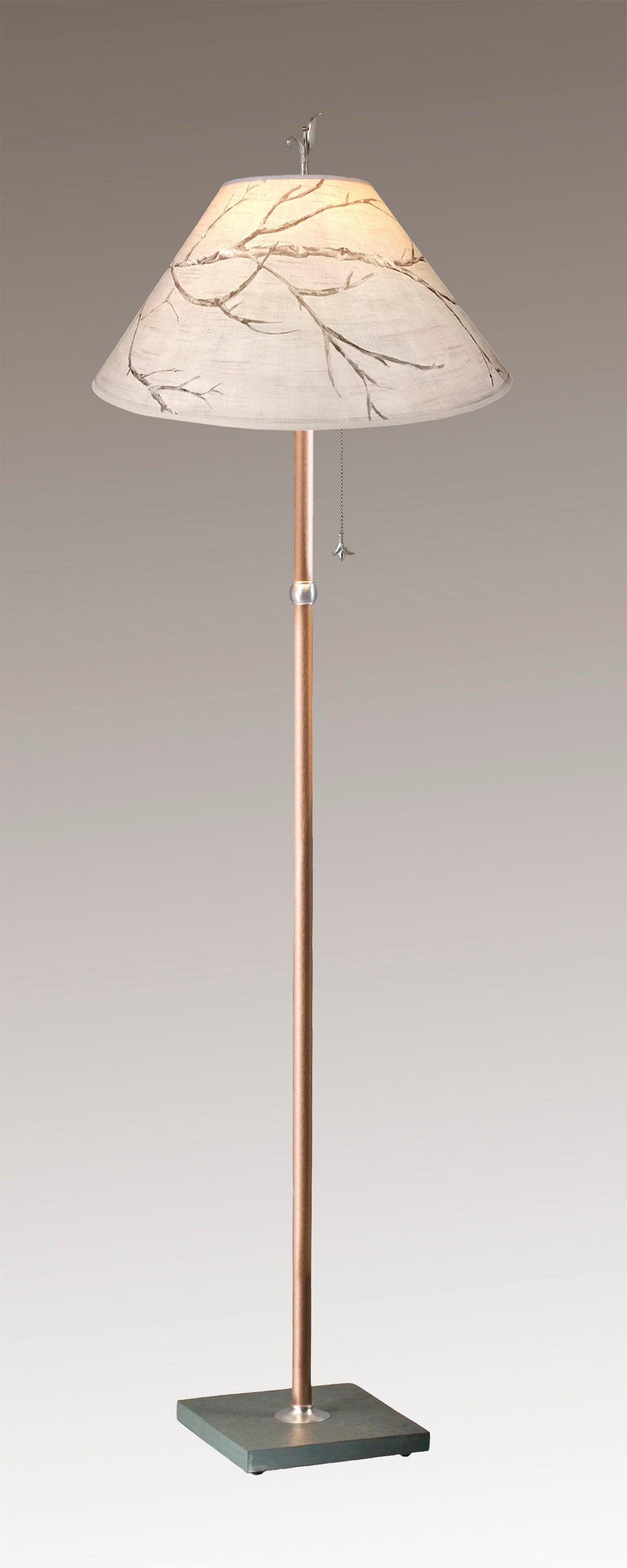 Janna Ugone &amp; Co Floor Lamps Copper Floor Lamp with Large Conical Shade in Sweeping Branch