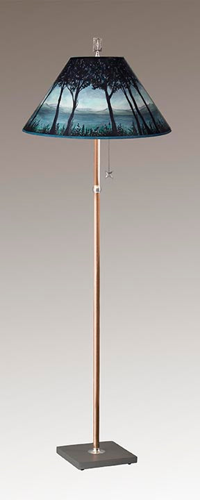 Janna Ugone &amp; Co Floor Lamp Copper Floor Lamp with Large Conical Shade in Twilight