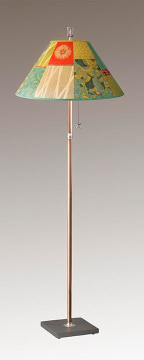 Janna Ugone &amp; Co Floor Lamp Copper Floor Lamp with Large Conical Shade in Zest