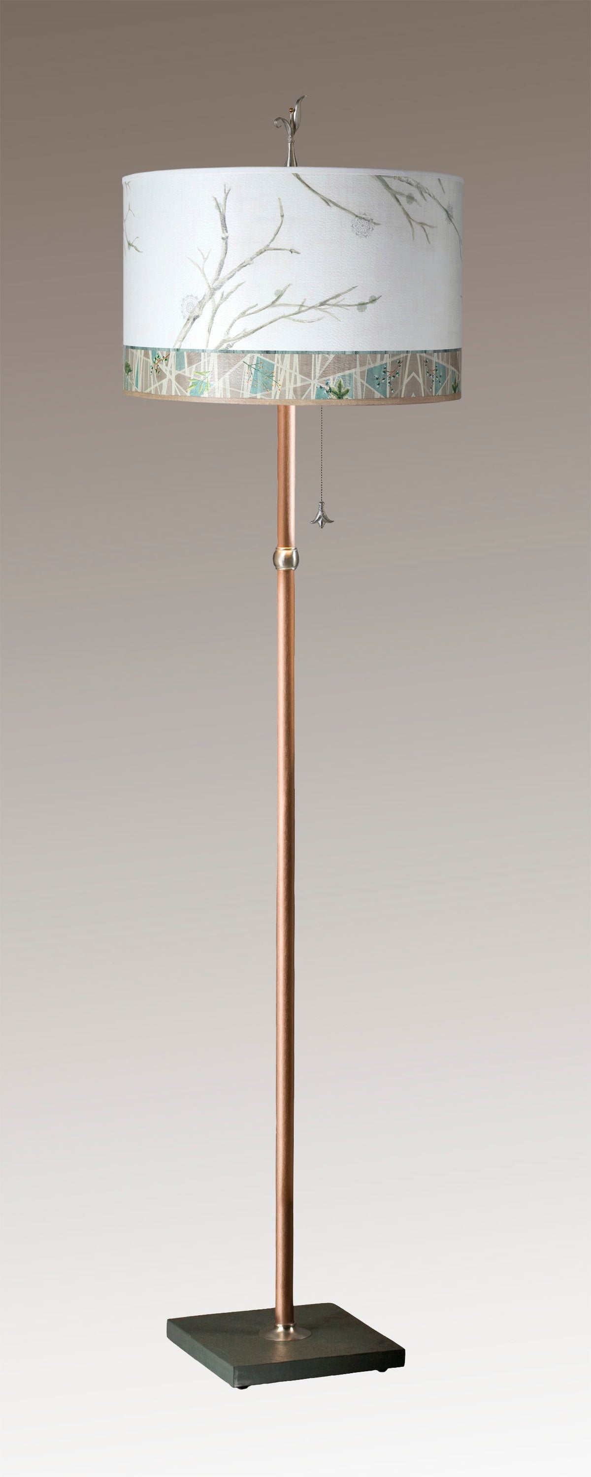 Janna Ugone &amp; Co Floor Lamps Copper Floor Lamp with Large Drum Lampshade in Prism Branch