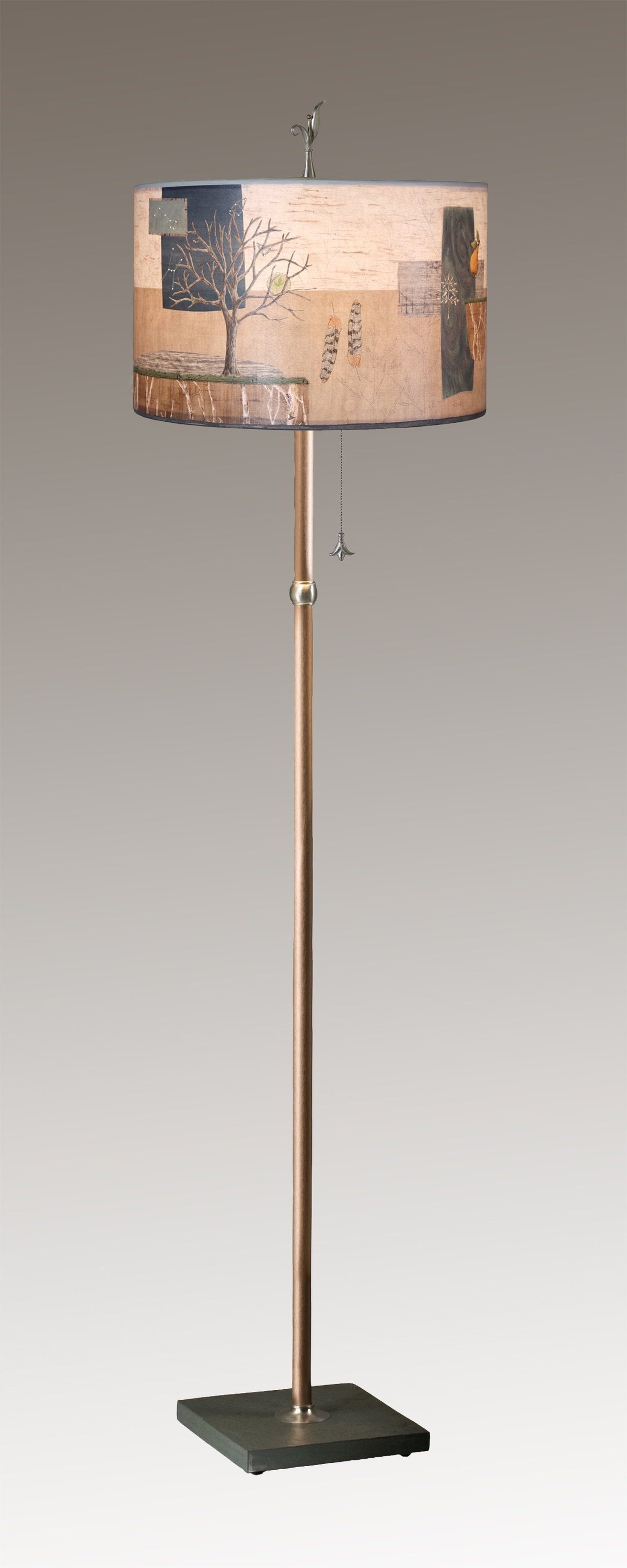 Copper Floor Lamp with Large Drum Shade in Wander in Drift