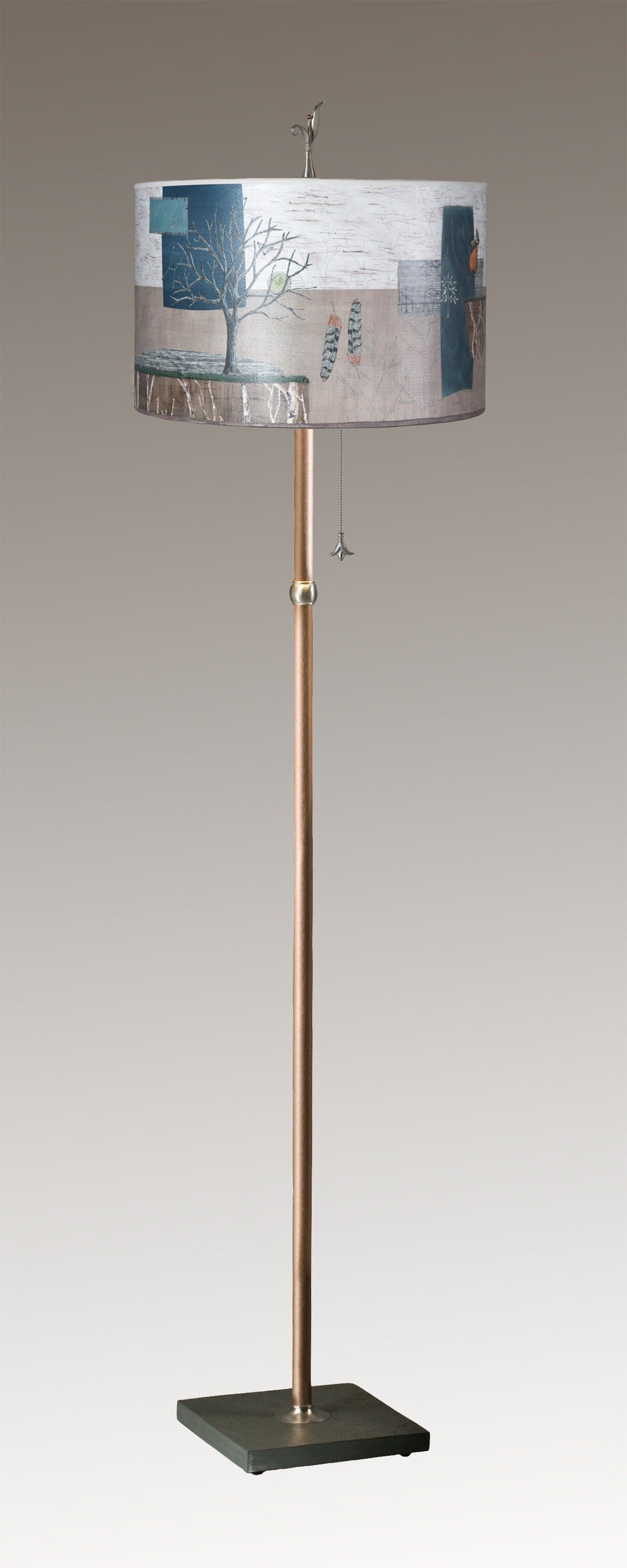 Janna Ugone &amp; Co Floor Lamps Copper Floor Lamp with Large Drum Shade in Wander in Drift