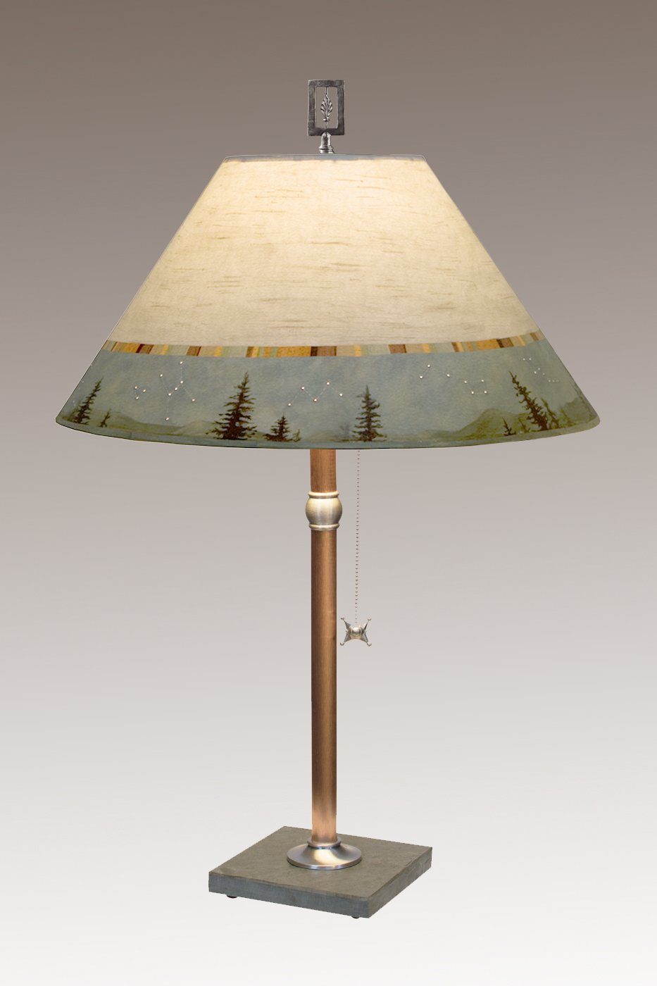 Janna Ugone &amp; Co Table Lamps Copper Table Lamp with Large Conical Shade in Birch Midnight