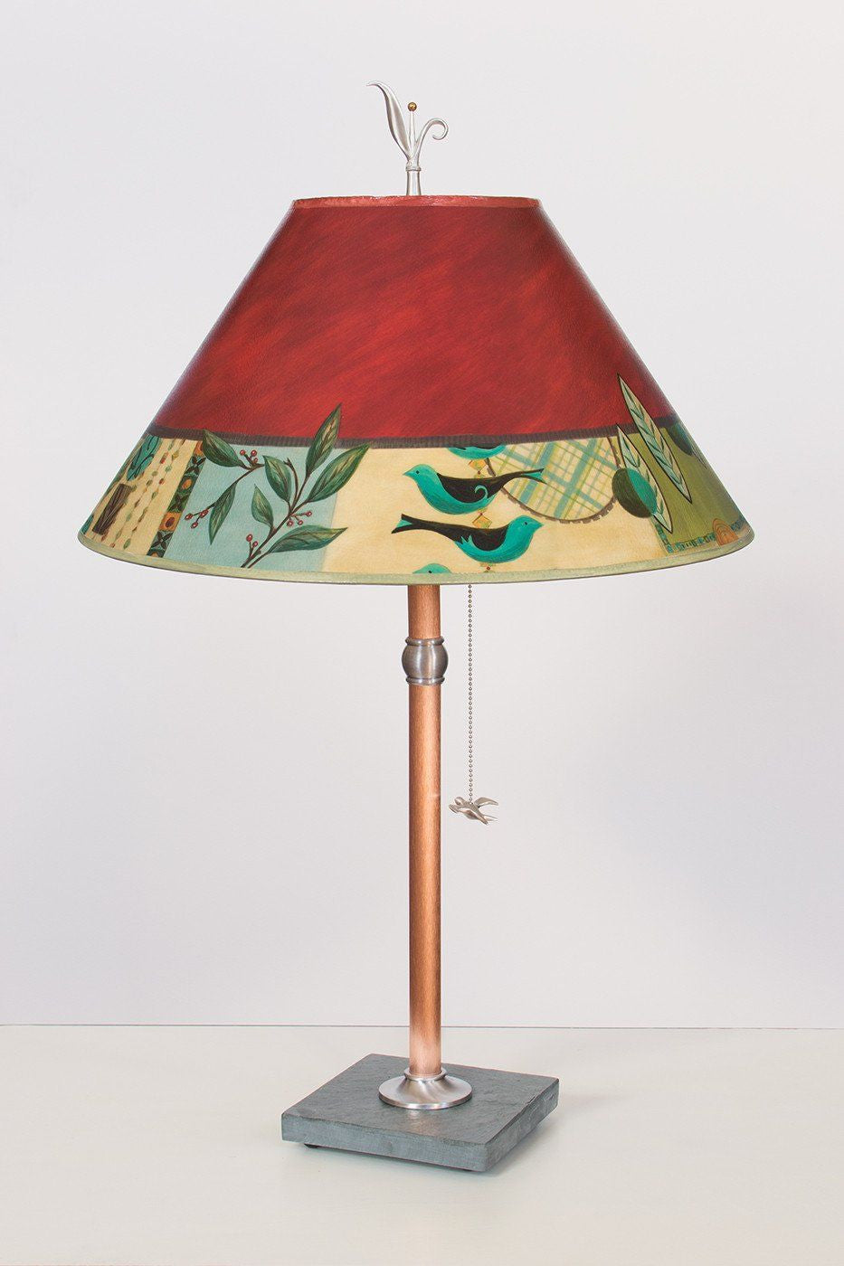 Janna Ugone &amp; Co Table Lamps Copper Table Lamp with Large Conical Shade in New Capri