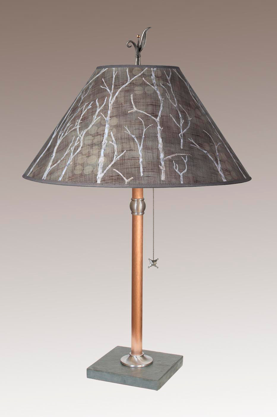 Janna Ugone & Co Table Lamp Copper Table Lamp with Large Conical Shade in Twigs
