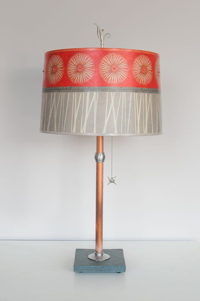 Janna Ugone & Co Table Lamps Copper Table Lamp with Large Drum Shade in Tang