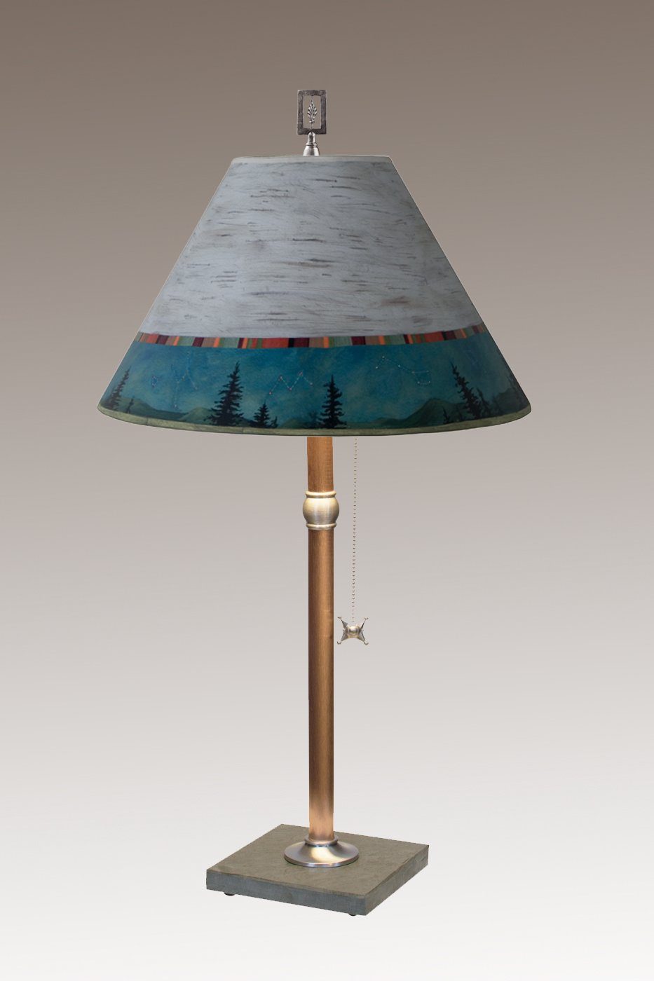 Janna Ugone &amp; Co Table Lamps Copper Table Lamp with Medium Conical Shade in Birch Midnight