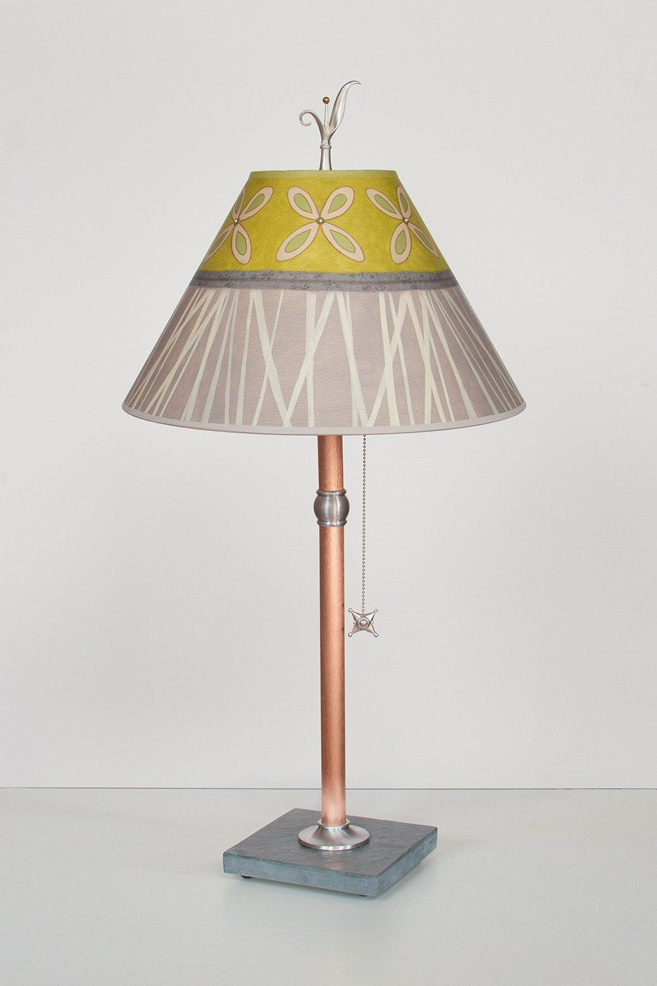 Janna Ugone & Co Table Lamps Copper Table Lamp with Medium Conical Shade in Kiwi