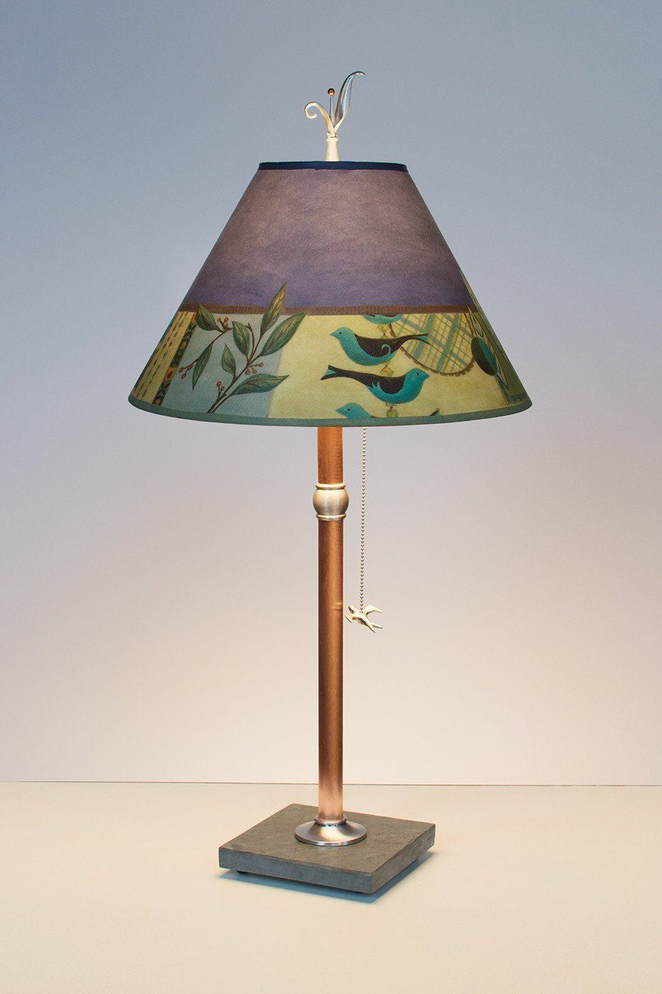 Janna Ugone &amp; Co Table Lamps Copper Table Lamp with Medium Conical Shade in New Capri Periwinkle