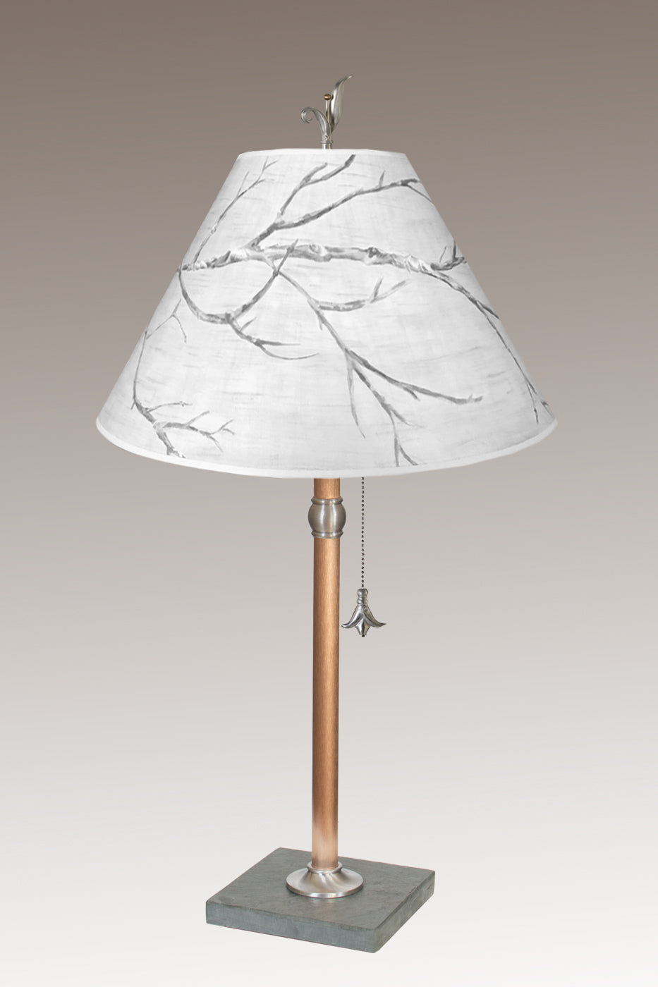 Janna Ugone &amp; Co Table Lamps Copper Table Lamp with Medium Conical Shade in Sweeping Branch