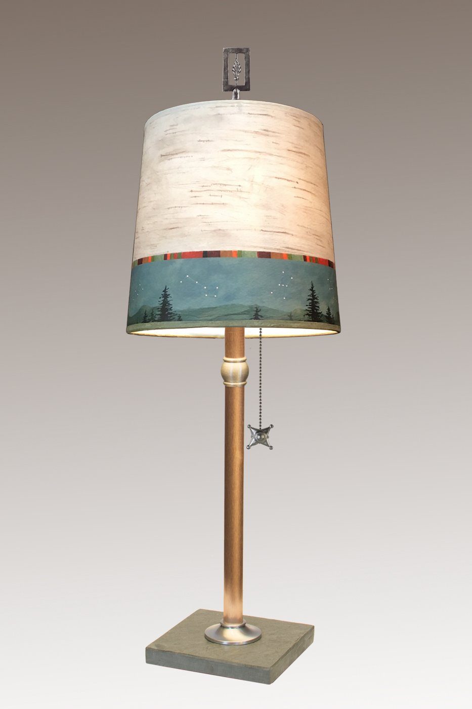 Janna Ugone & Co Table Lamps Copper Table Lamp with Medium Drum Shade in Birch Midnight