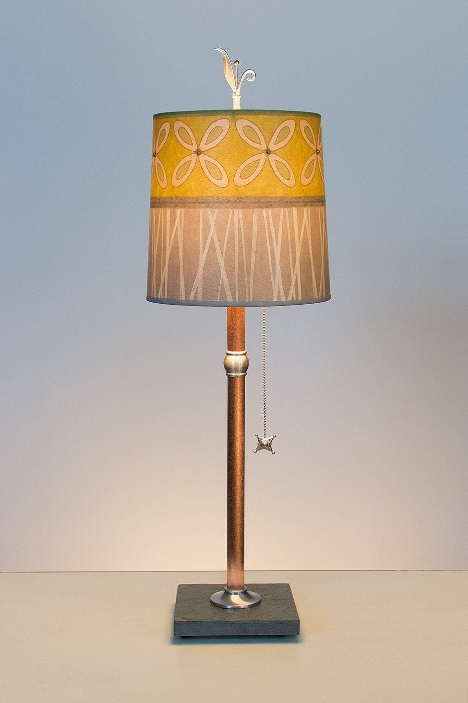 Janna Ugone & Co Table Lamps Copper Table Lamp with Medium Drum Shade in Kiwi