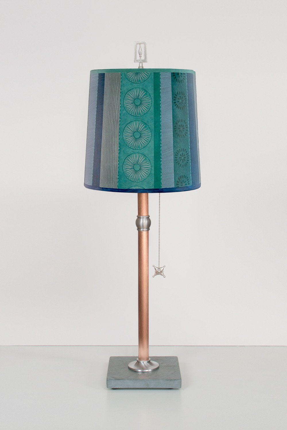 Janna Ugone & Co Table Lamps Copper Table Lamp with Medium Drum Shade in Serape Waters