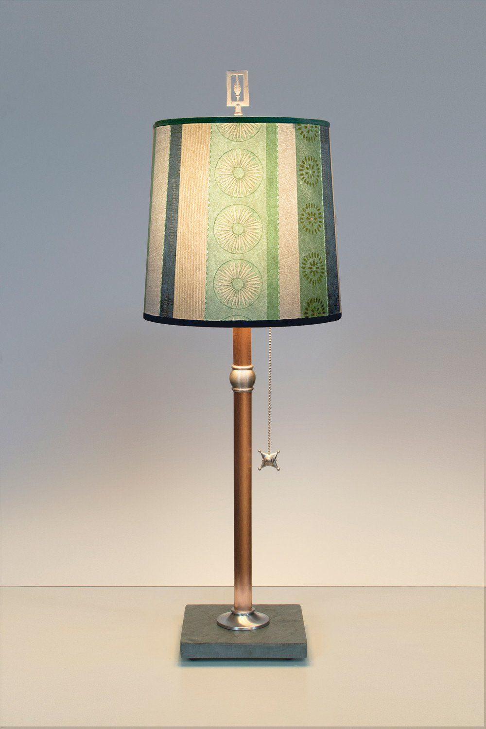 Janna Ugone & Co Table Lamps Copper Table Lamp with Medium Drum Shade in Serape Waters