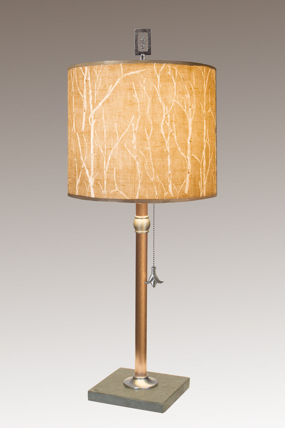 Janna Ugone & Co Table Lamps Copper Table Lamp with Medium Drum Shade in Twigs
