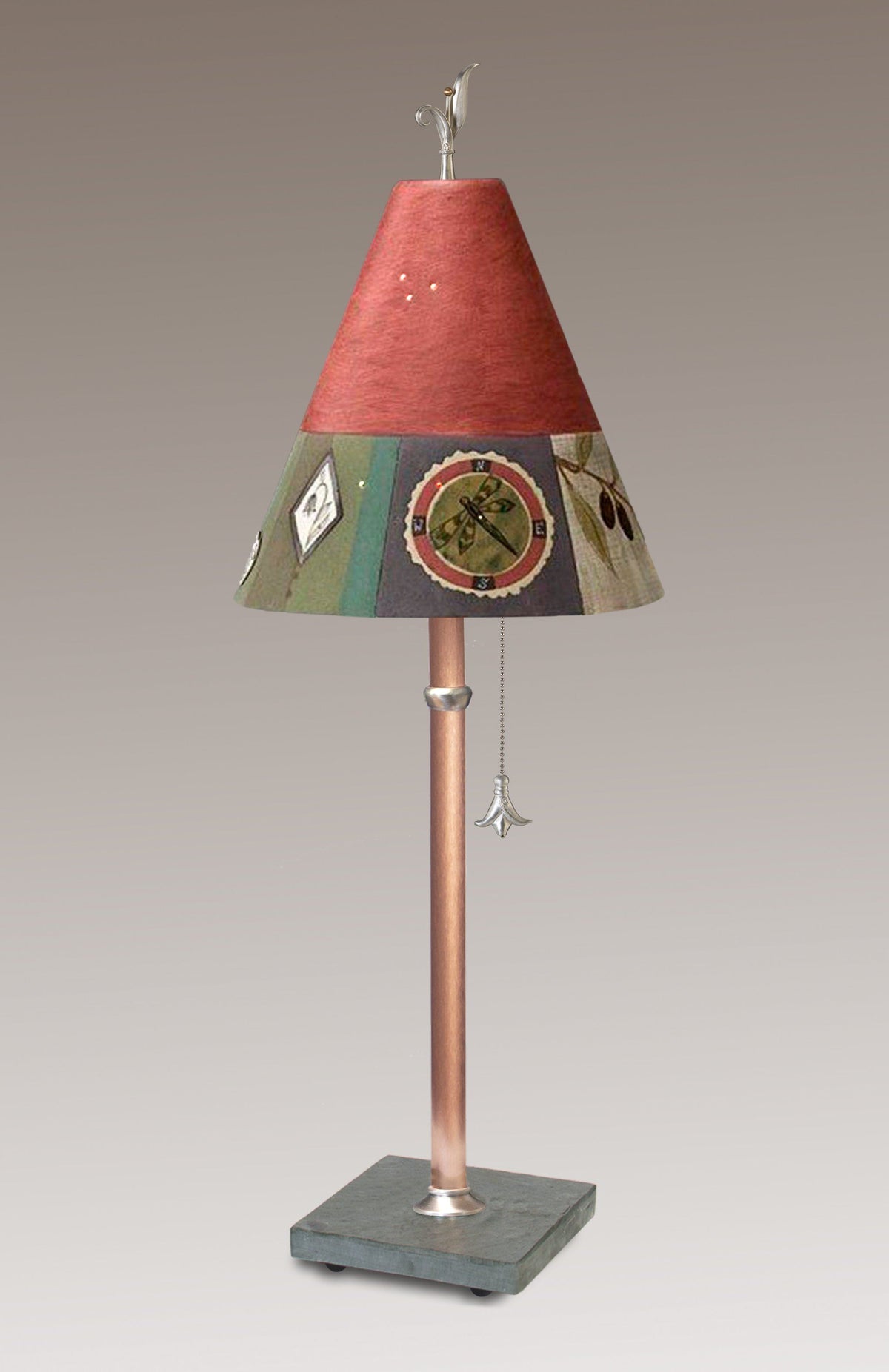 Janna Ugone &amp; Co Table Lamps Copper Table Lamp with Small Conical Ceramic Shade in Lockets Rose