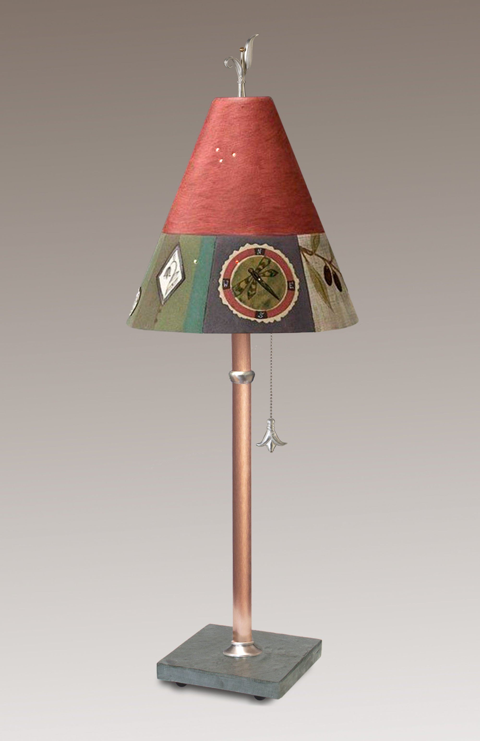 Janna Ugone & Co Table Lamps Copper Table Lamp with Small Conical Ceramic Shade in Lockets Rose
