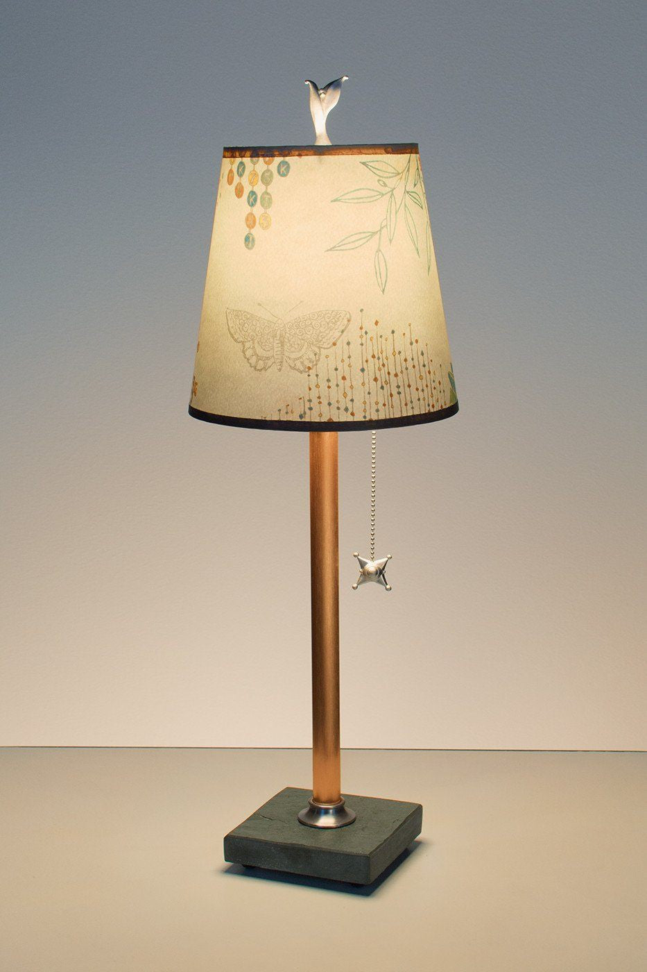 Janna Ugone &amp; Co Table Lamps Copper Table Lamp with Small Drum Shade in Ecru Journey