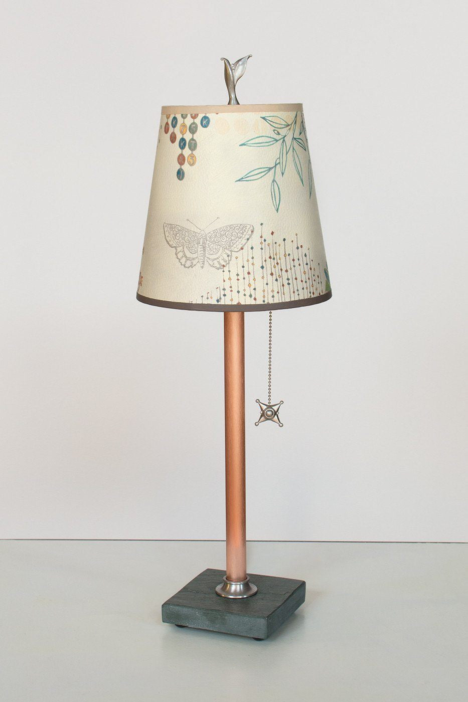 Janna Ugone &amp; Co Table Lamps Copper Table Lamp with Small Drum Shade in Ecru Journey