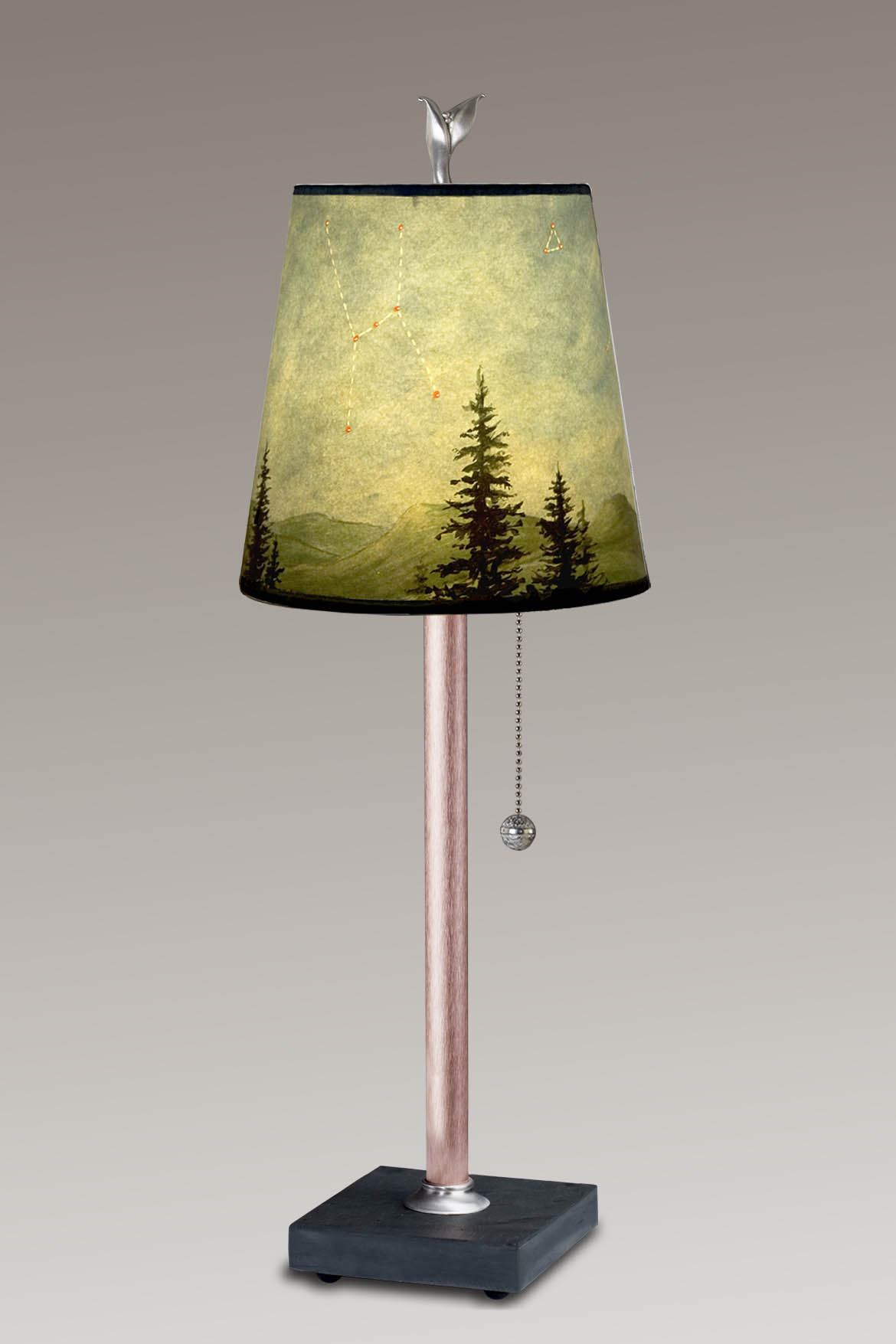 Janna Ugone &amp; Co Table Lamps Copper Table Lamp with Small Drum Shade in Midnight Sky