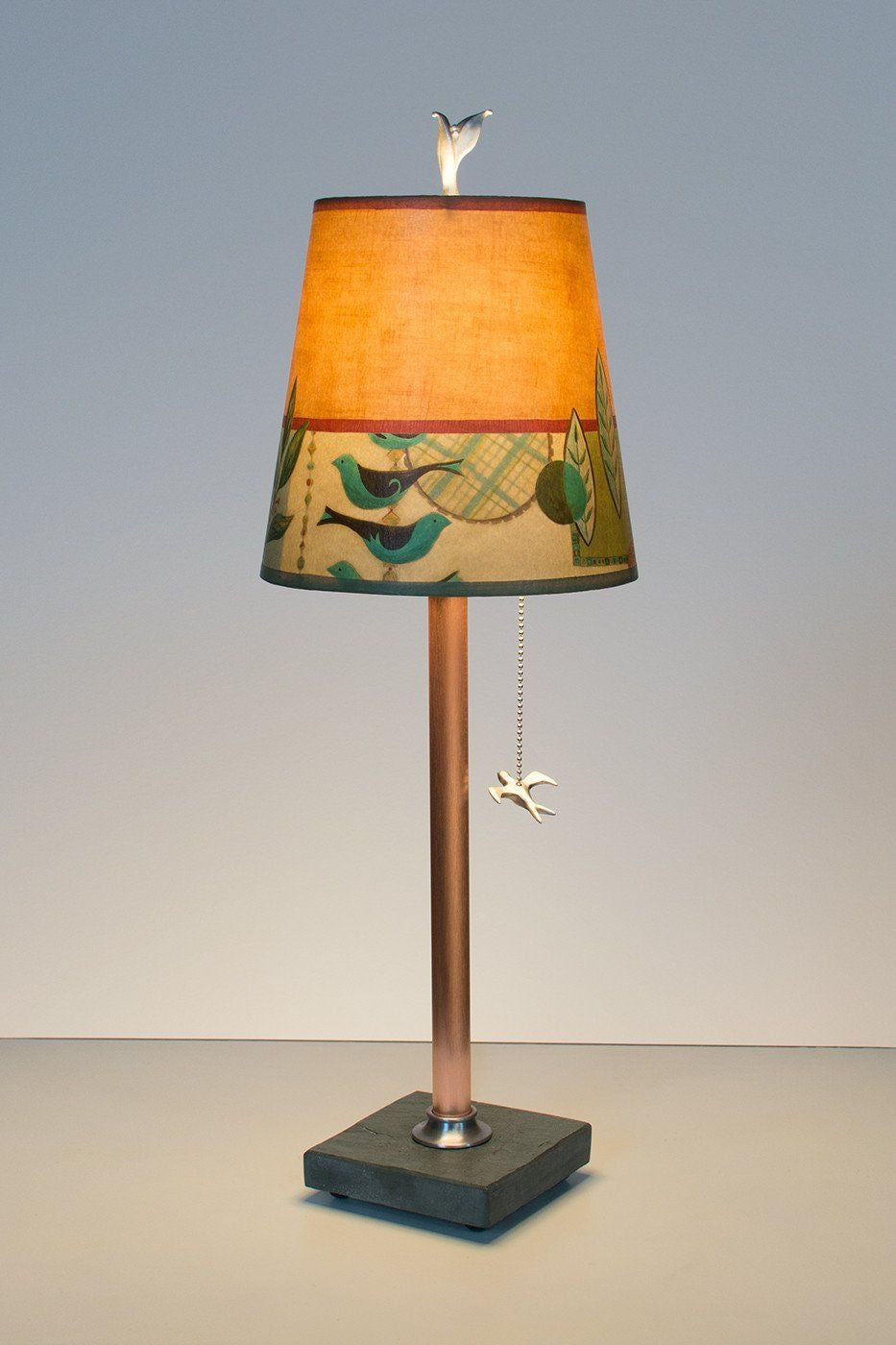 Janna Ugone & Co Table Lamps Copper Table Lamp with Small Drum Shade in New Capri Spice