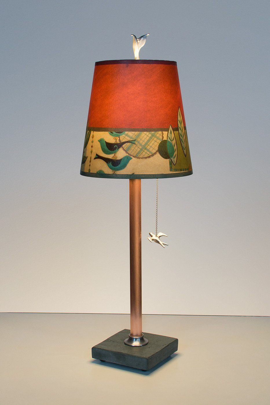 Janna Ugone &amp; Co Table Lamps Copper Table Lamp with Small Drum Shade in New Capri