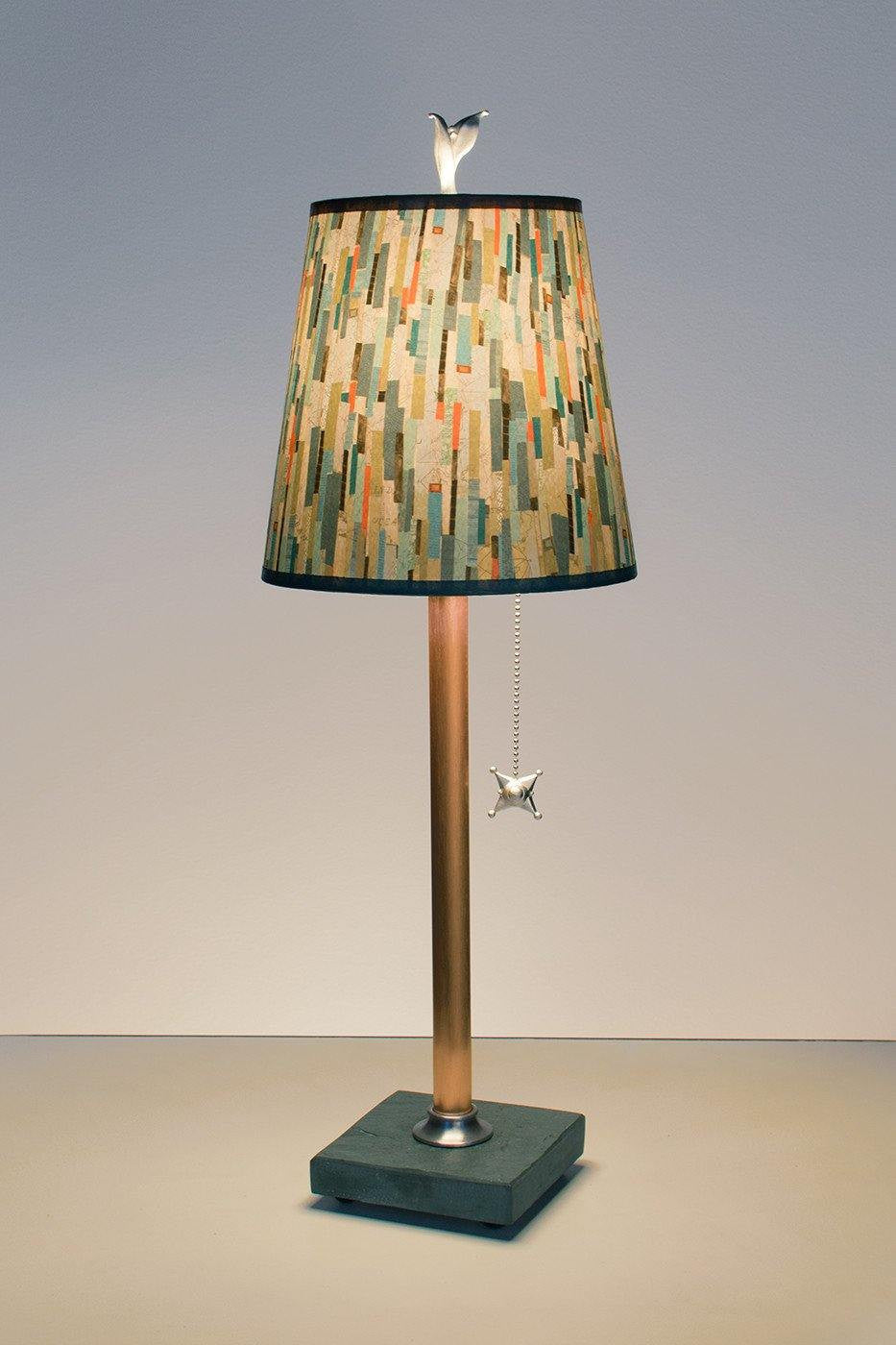 Janna Ugone & Co Table Lamps Copper Table Lamp with Small Drum Shade in Papers