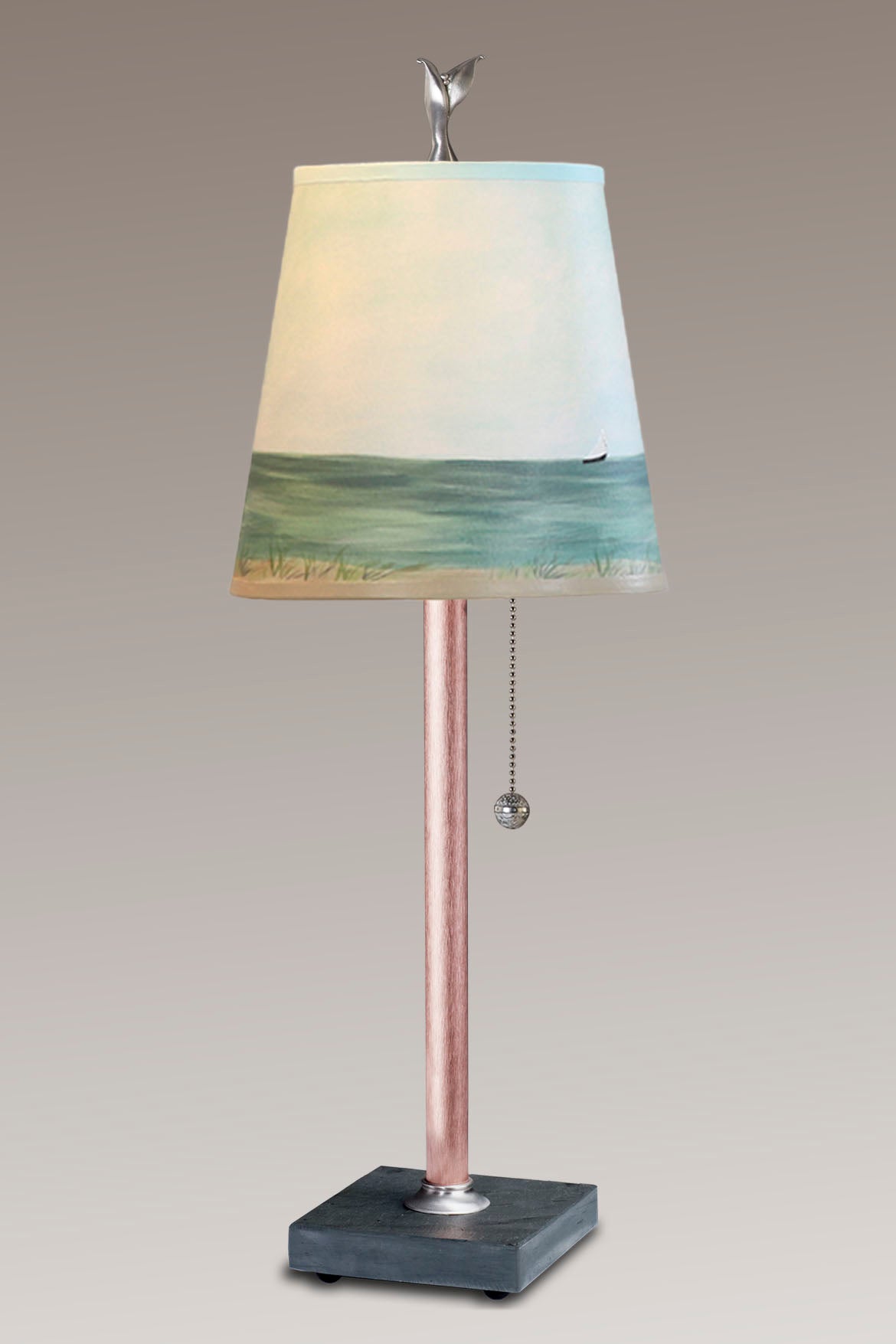 Janna Ugone &amp; Co Table Lamps Copper Table Lamp with Small Drum Shade in Shore