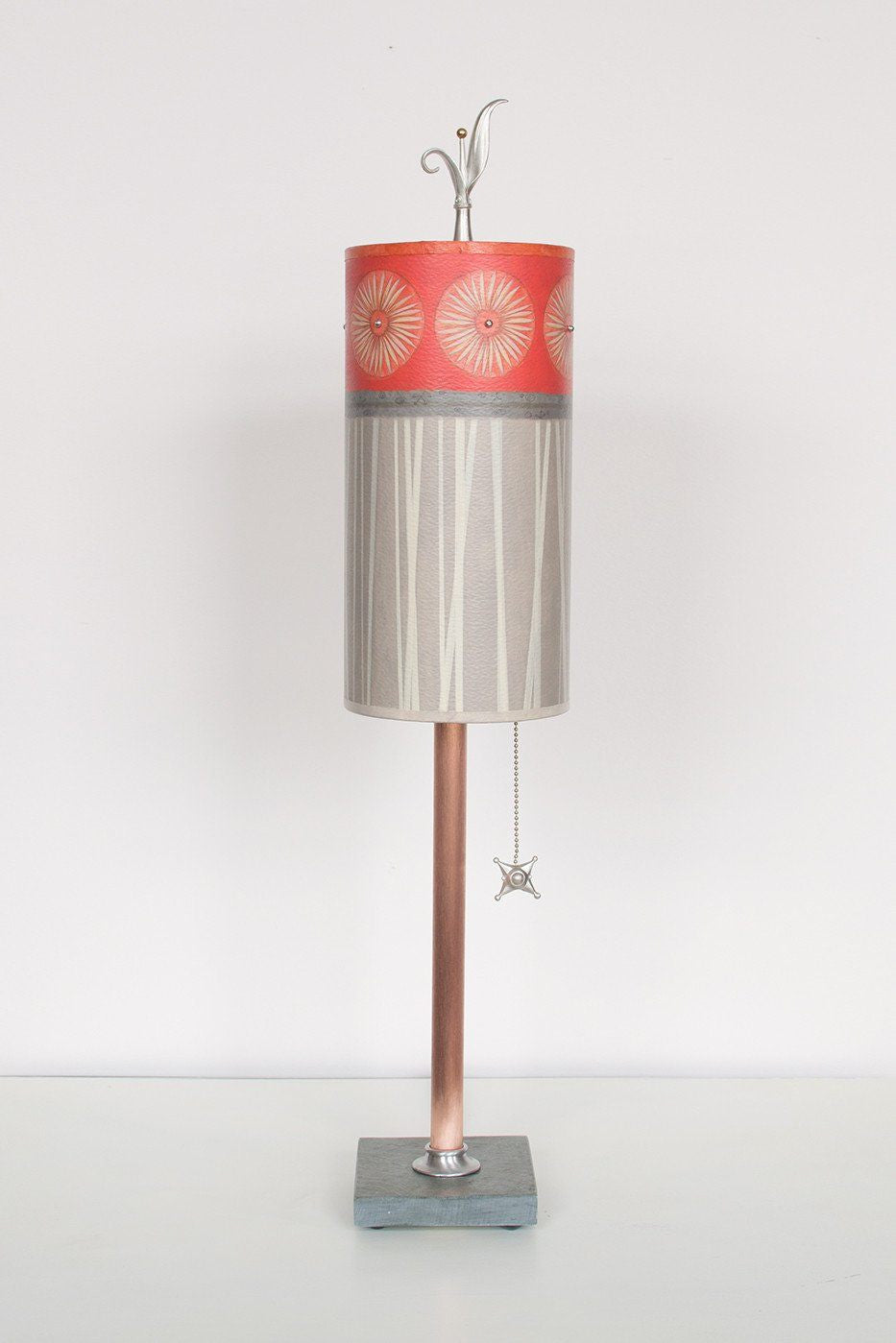 Janna Ugone &amp; Co Table Lamps Copper Table Lamp with Small Tube Shade in Tang