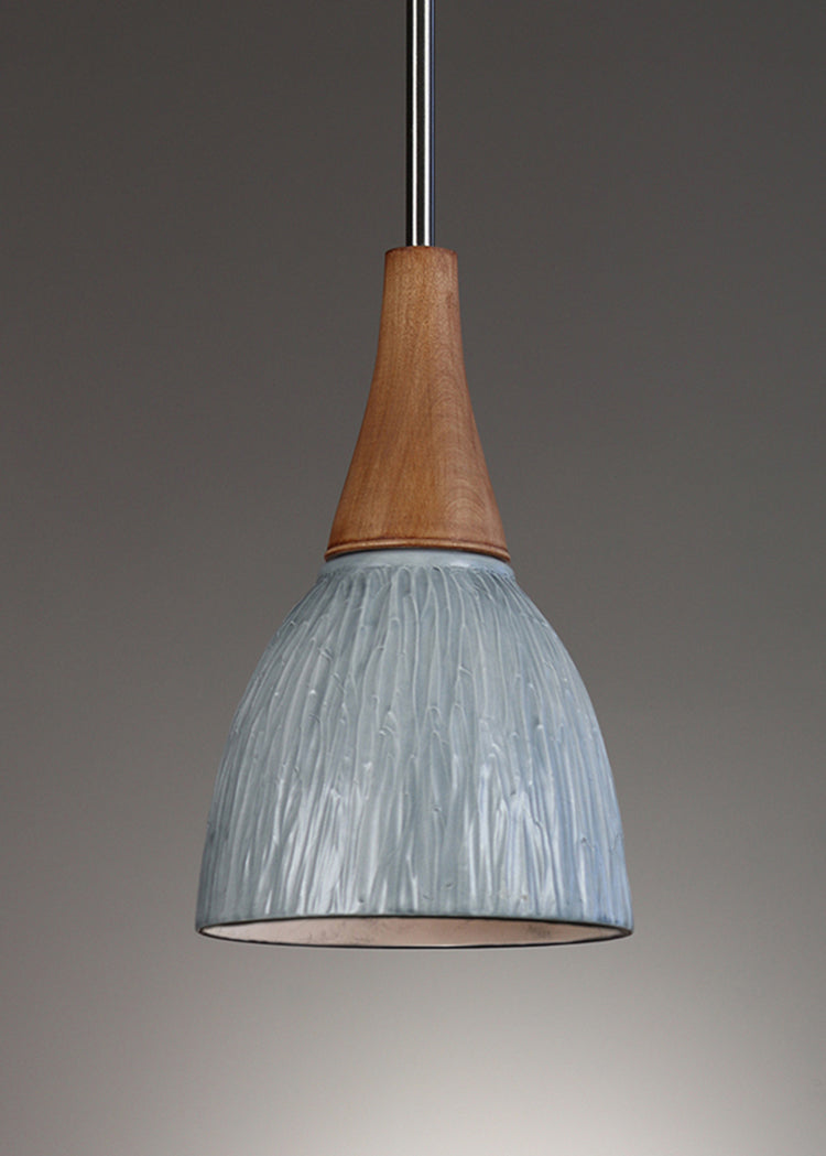 Janna Ugone &amp; Co Pendant Lights Hanging Ceramic Lamp in Carved Pottery in Gray