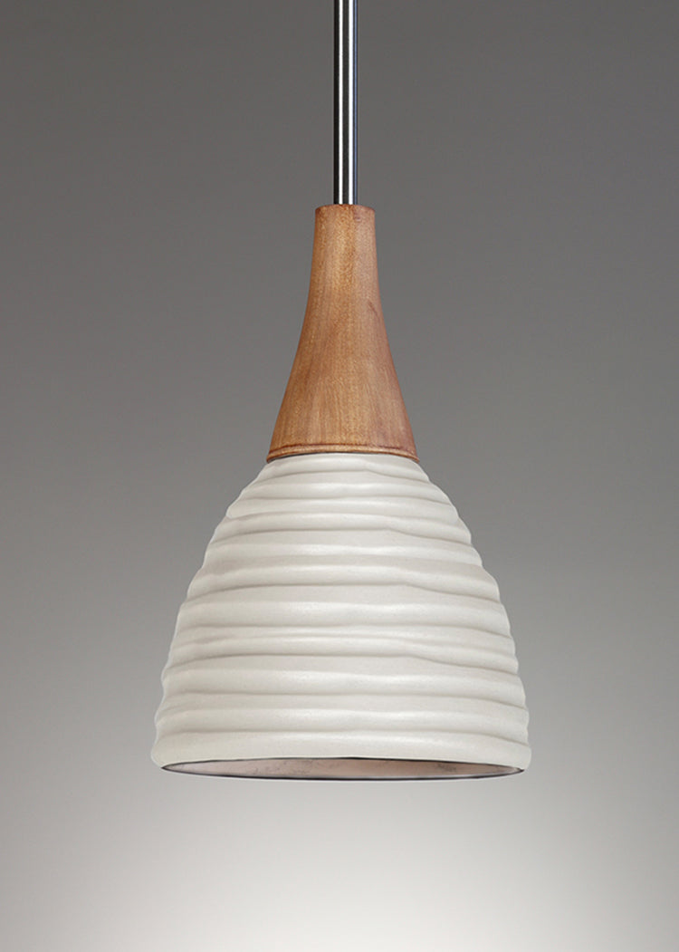 Janna Ugone &amp; Co Pendant Lights Hanging Ceramic Lamp in Carved Pottery in Chalk