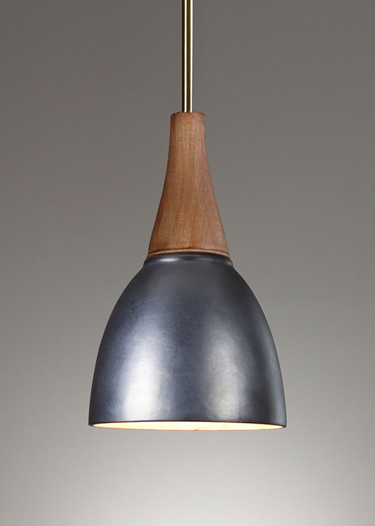 Janna Ugone &amp; Co Pendant Lights Raw Brass Hanging Ceramic Lamp in Foundry