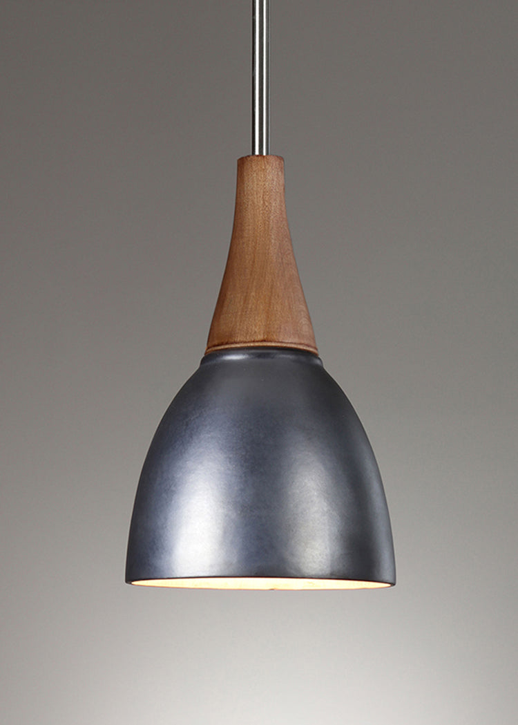Janna Ugone &amp; Co Pendant Lights Satin Nickel Hanging Ceramic Lamp in Foundry